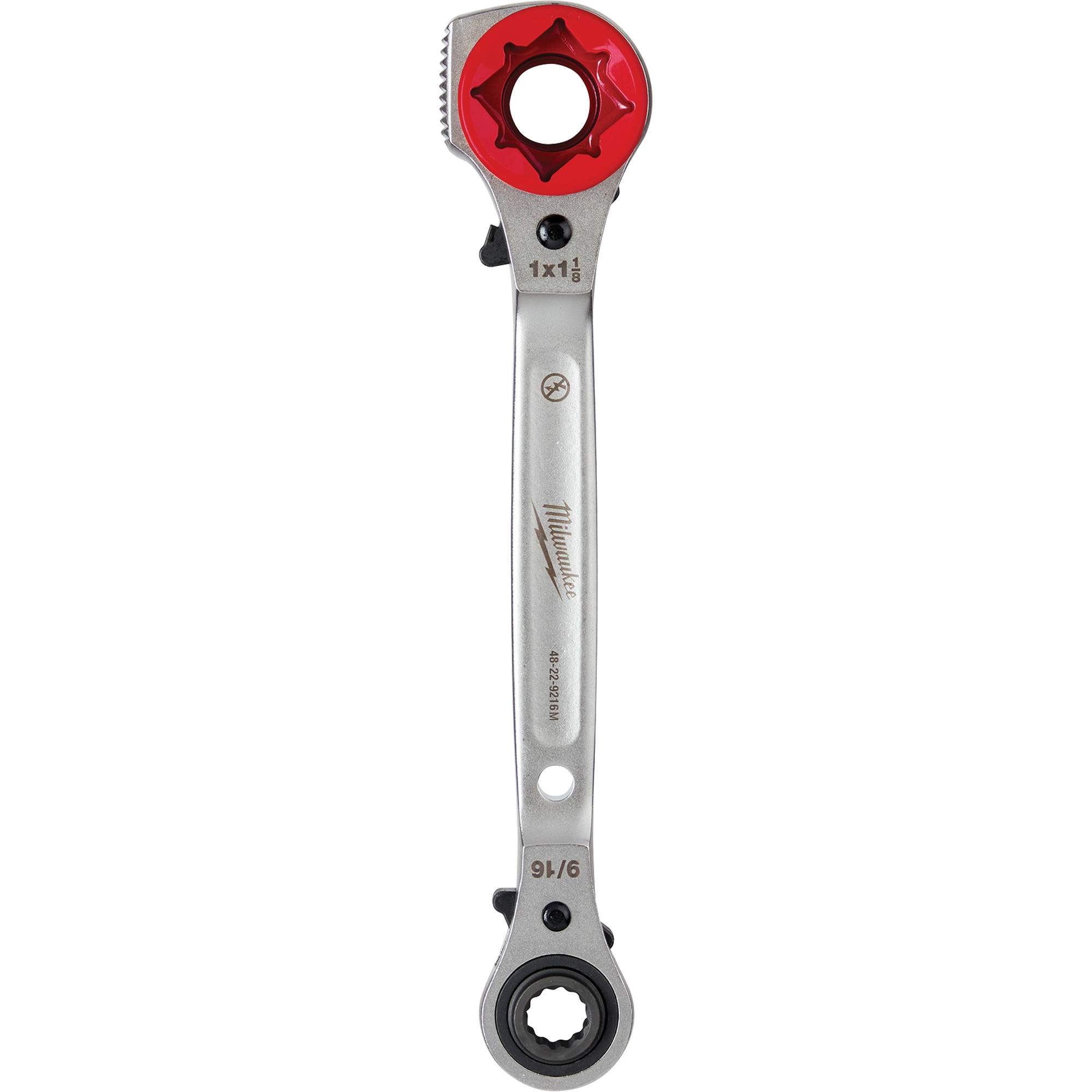 Clé à cliquet 5 en 1 pour monteur de ligne avec face de frappe fraisée, Prise de 3/4"/1"/1-1/8", Poignée Ergonomique