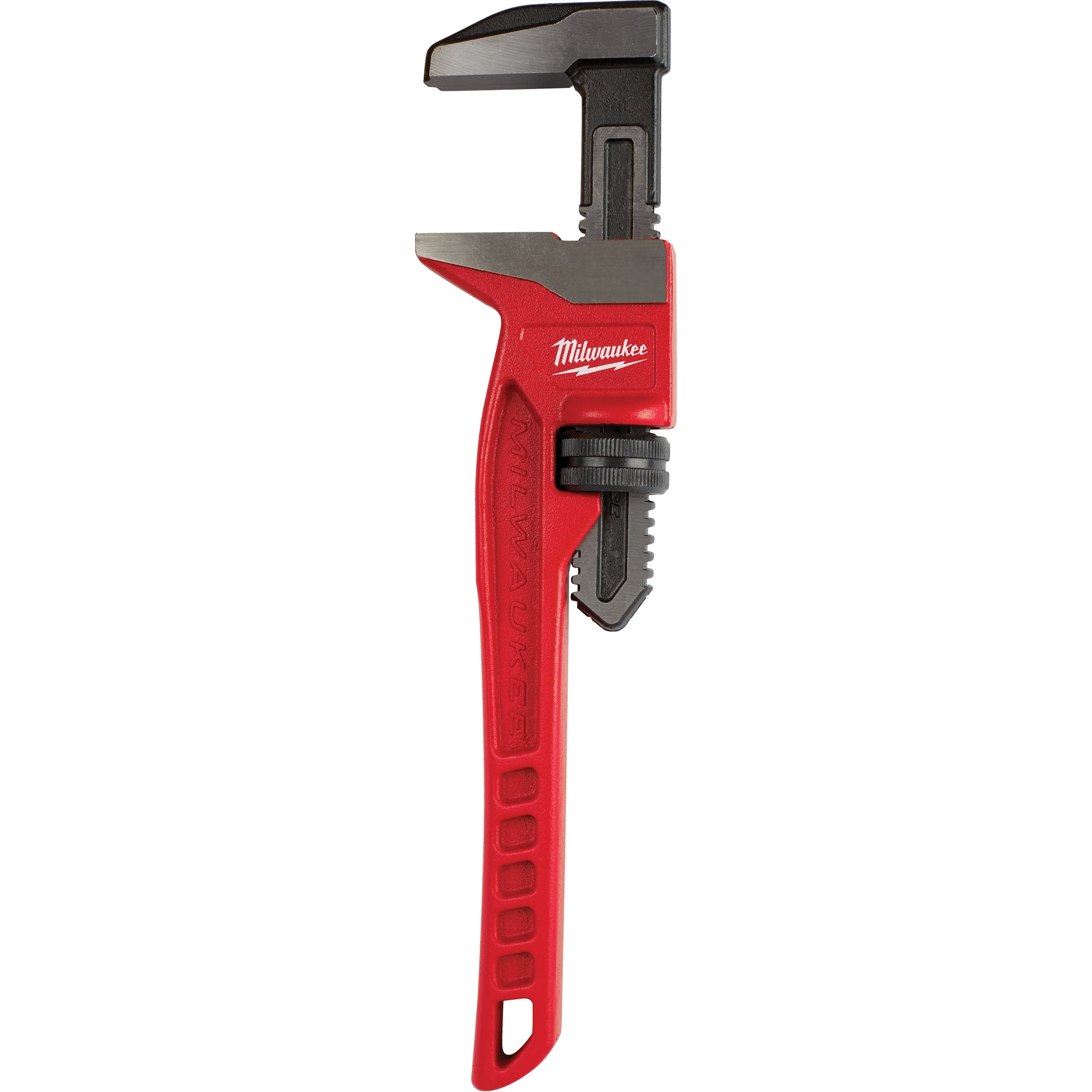 Clé à tuyau à mâchoires lisses, Cap des mâchoires 2-5/8", Longueur 12", Fini Revêtement en poudre, Prise Ergonomique