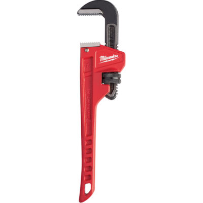 Clé à tuyau, Cap des mâchoires 1-1/2", Longueur 10", Fini Revêtement en poudre, Prise Ergonomique