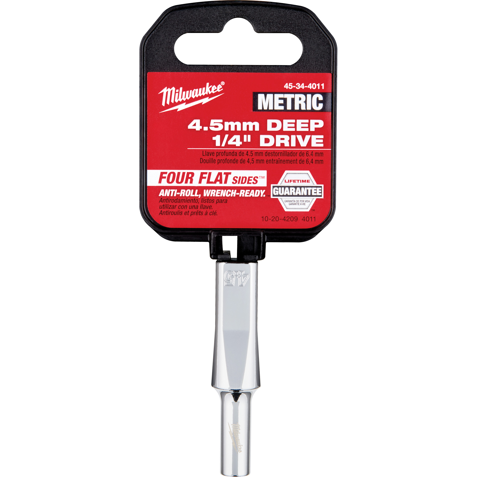 Douille métrique avec côtés Four FlatsMC, 4,5 mm, Prise 1/4", 6 pans, Profond
