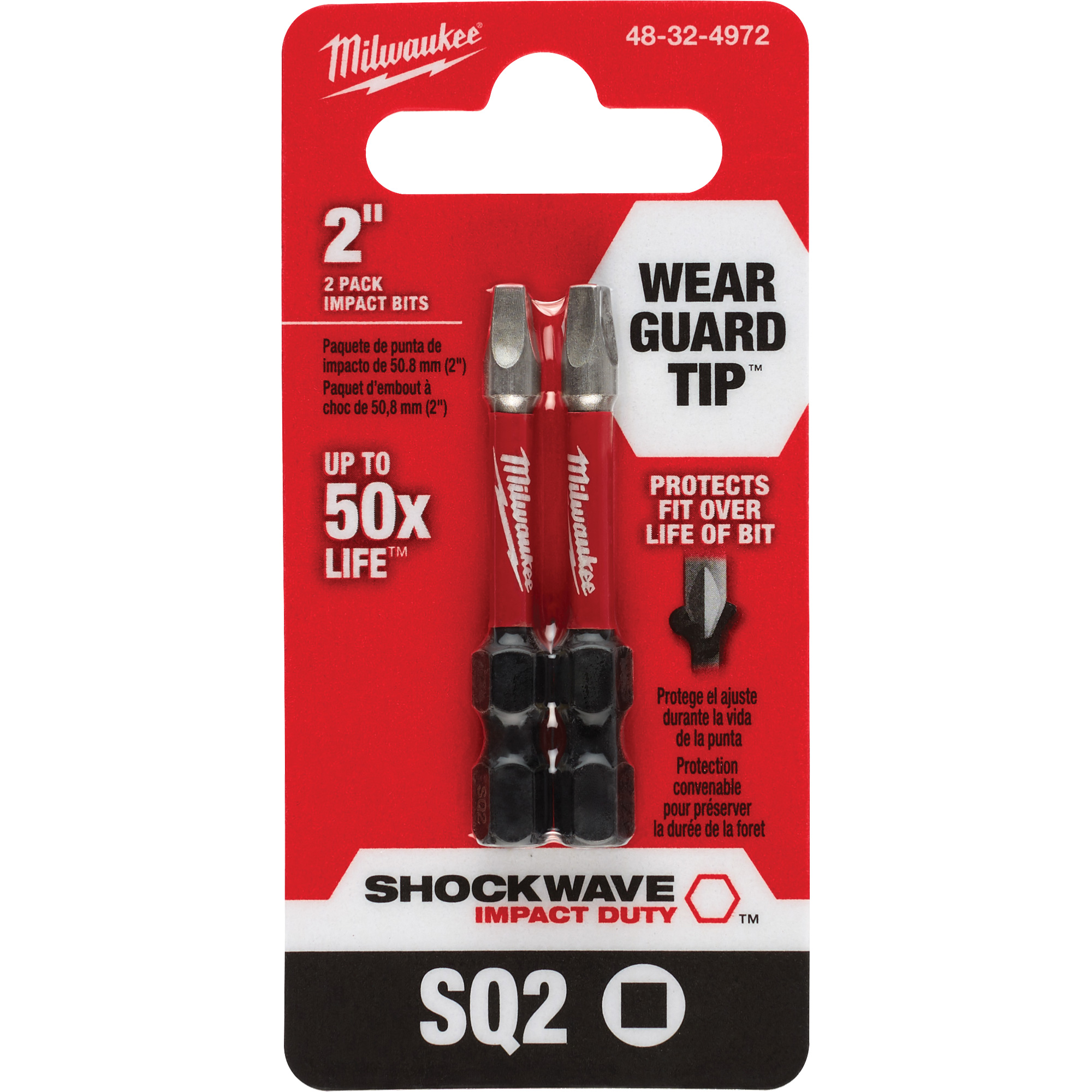 Embout de tournevis ShockwaveMC Impact DutyMC, Carrée, #2, Prise 1/4"