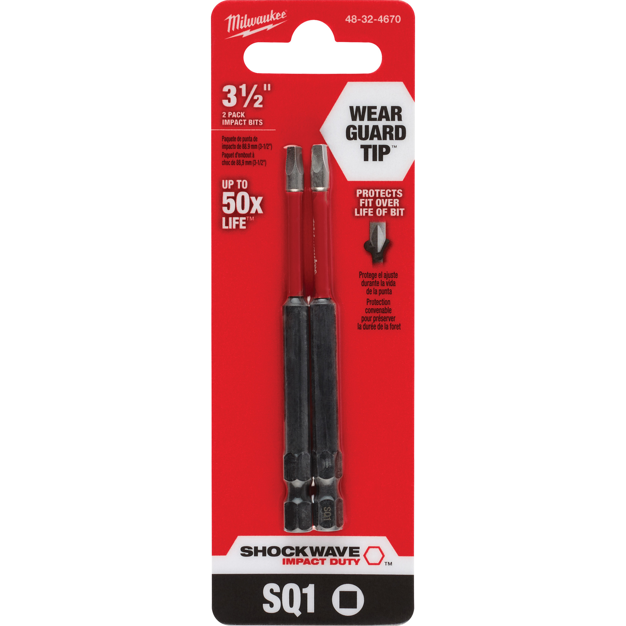 Embout de tournevis ShockwaveMC Impact DutyMC, Carrée, Embout #1, Prise 1/4", Longueur 3-1/2"