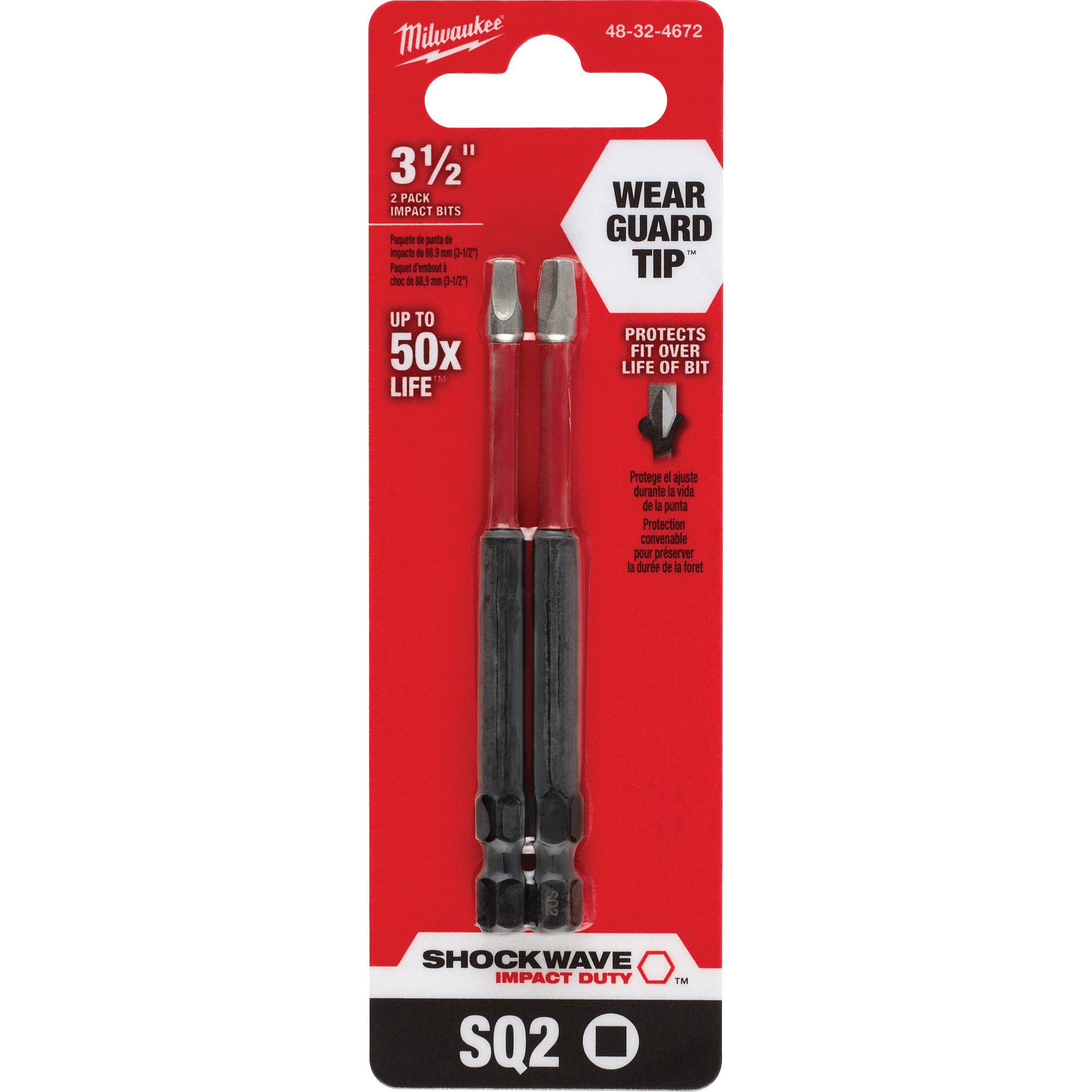 Embout de tournevis ShockwaveMC Impact DutyMC, Carrée, Embout #2, Prise 1/4", Longueur 3-1/2"