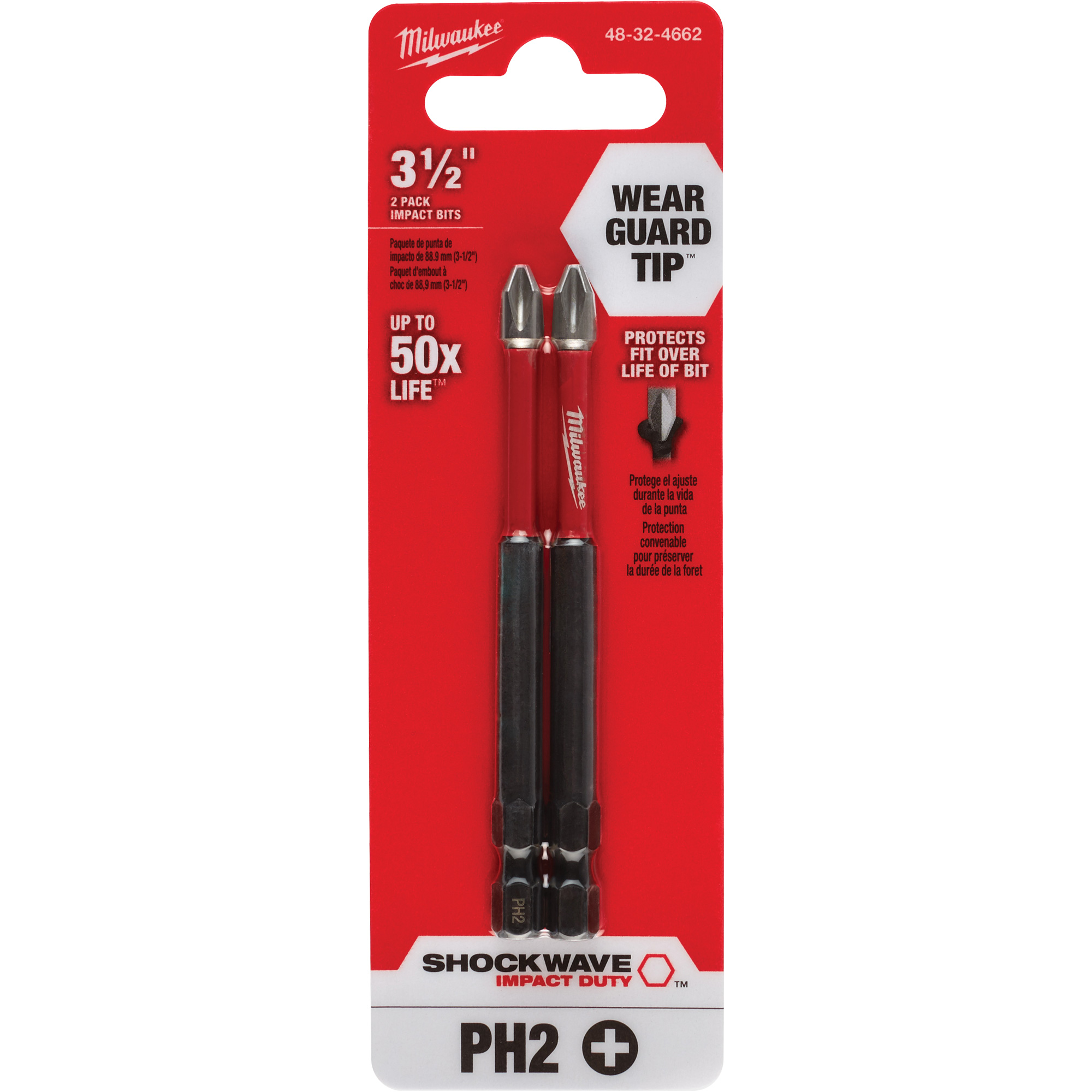 Embout de tournevis ShockwaveMC Impact DutyMC, Phillips, Embout #2, Prise 1/4", Longueur 3-1/2"