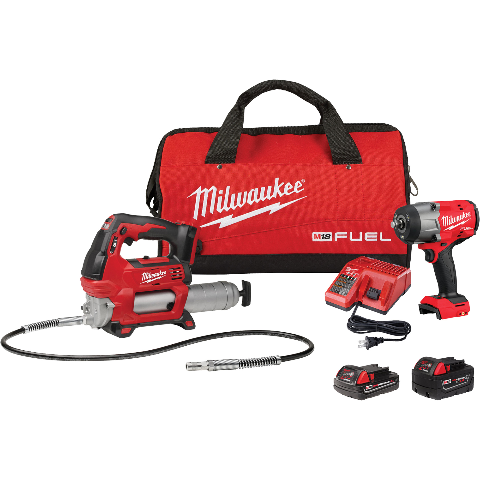 Ensemble de clé à chocs à couple élevé, anneau à friction et pistolet graisseur M18 FuelMC, Lithium-ion, 18 V