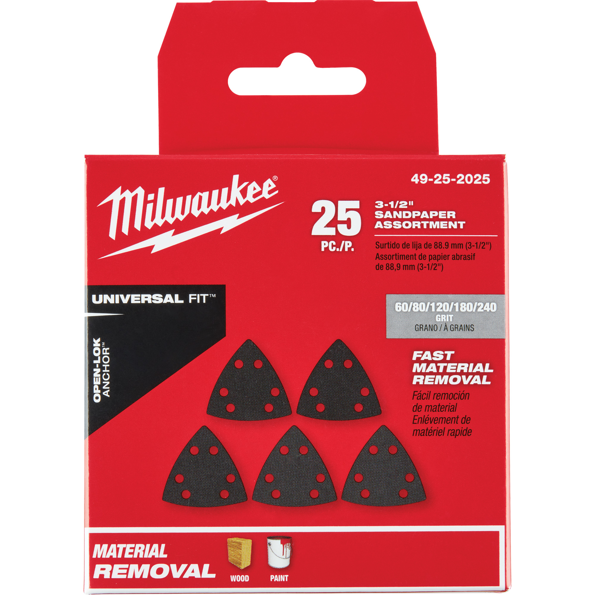 Ensemble de papiers abrasifs triangulaires 3-1/2" Open-LokMC