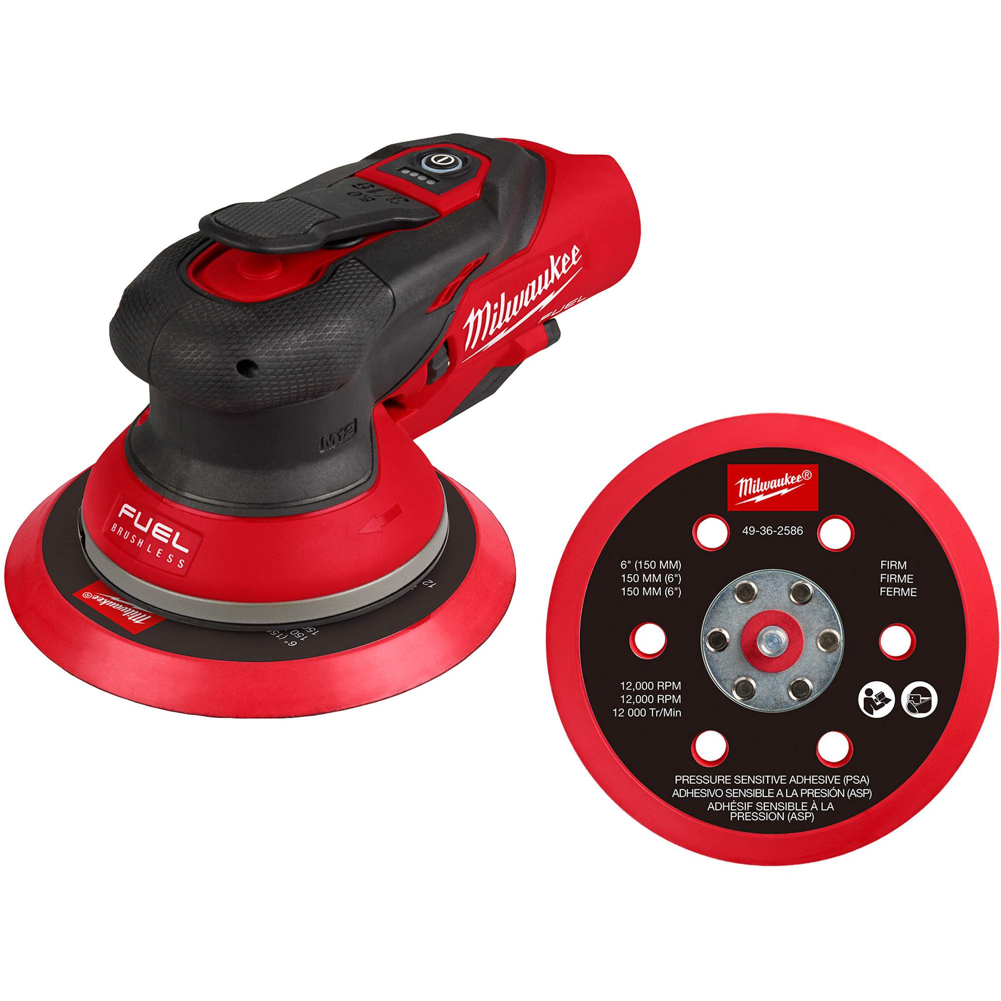 Ensemble de ponceuse orbitale aléatoire 6" M12MC FUELMC, papier sablé 6", 12 V