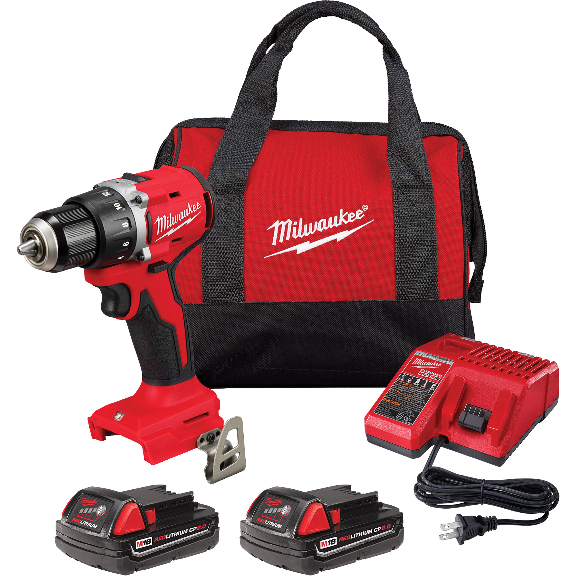 Ensemble perceuse/visseuse compacte sans balai M18MC, Lithium-ion, 18 V, Mandrin 1/2", Couple 550 lb-po