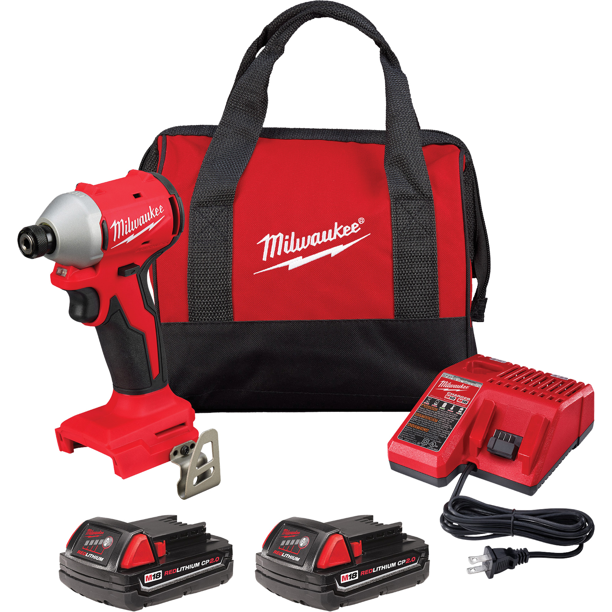 Ensemble tournevis à chocs hexagonaux compacts à 3 vitesses sans balai M18MC, Lithium-ion, 18 V, Mandrin 1/4", Couple 1700 lb-po