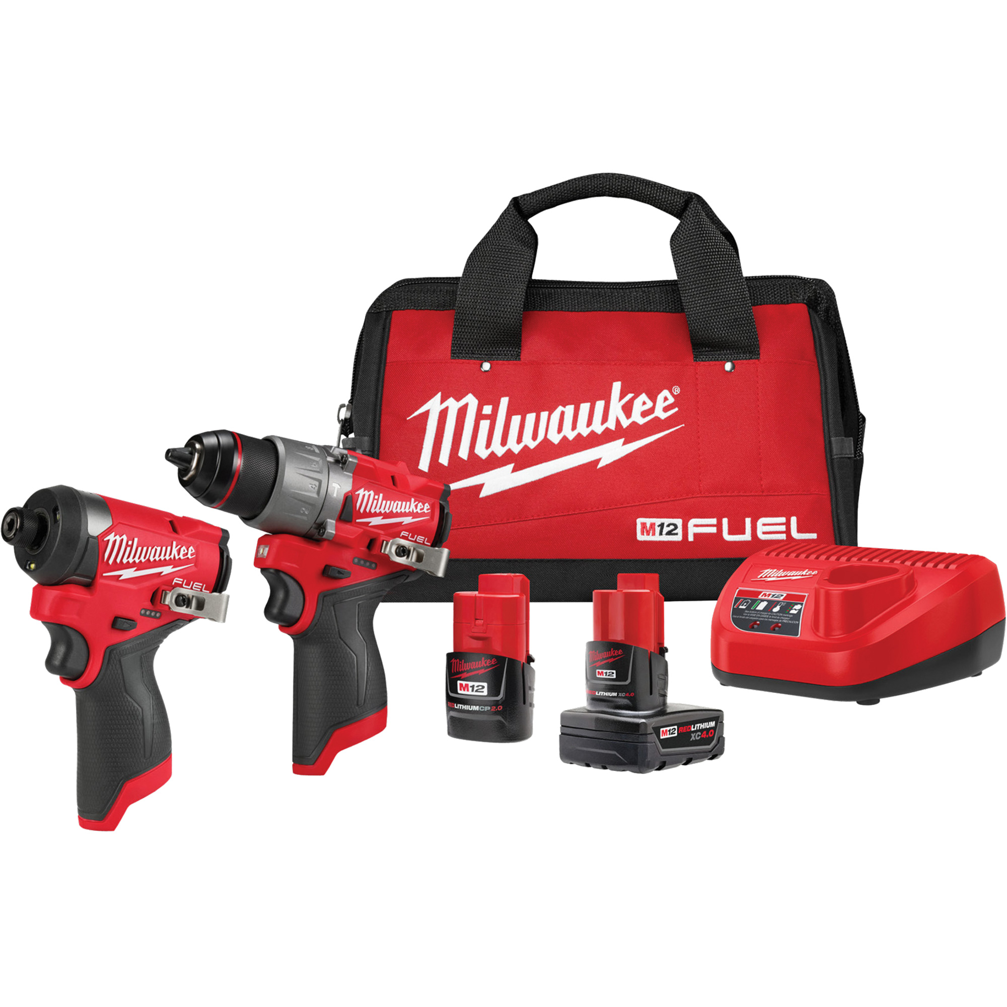 Ensemble tournevis-perceuse 1/2" M12 FuelMC & tournevis hexagonal à percussion 1/4", Lithium-ion, 12 V