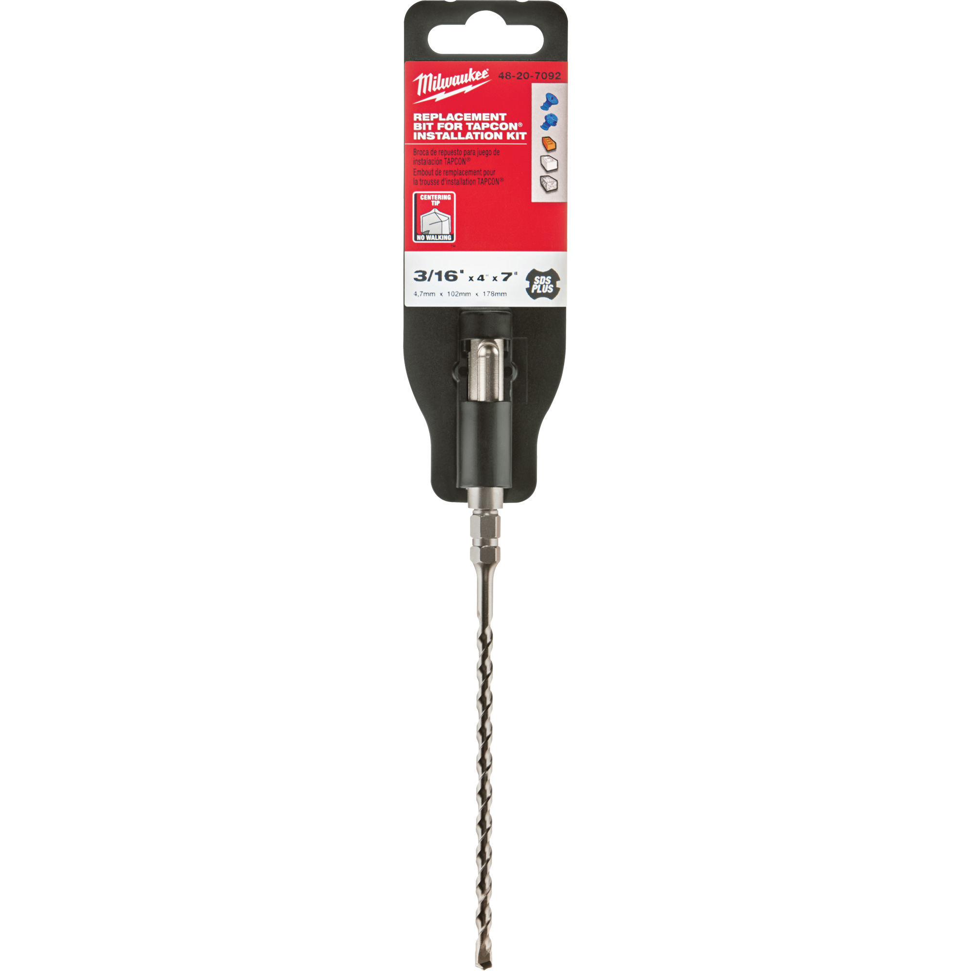 Foret de maçonnerie à deux cannelures, 3/16", Tige SDS-Plus, Carbure