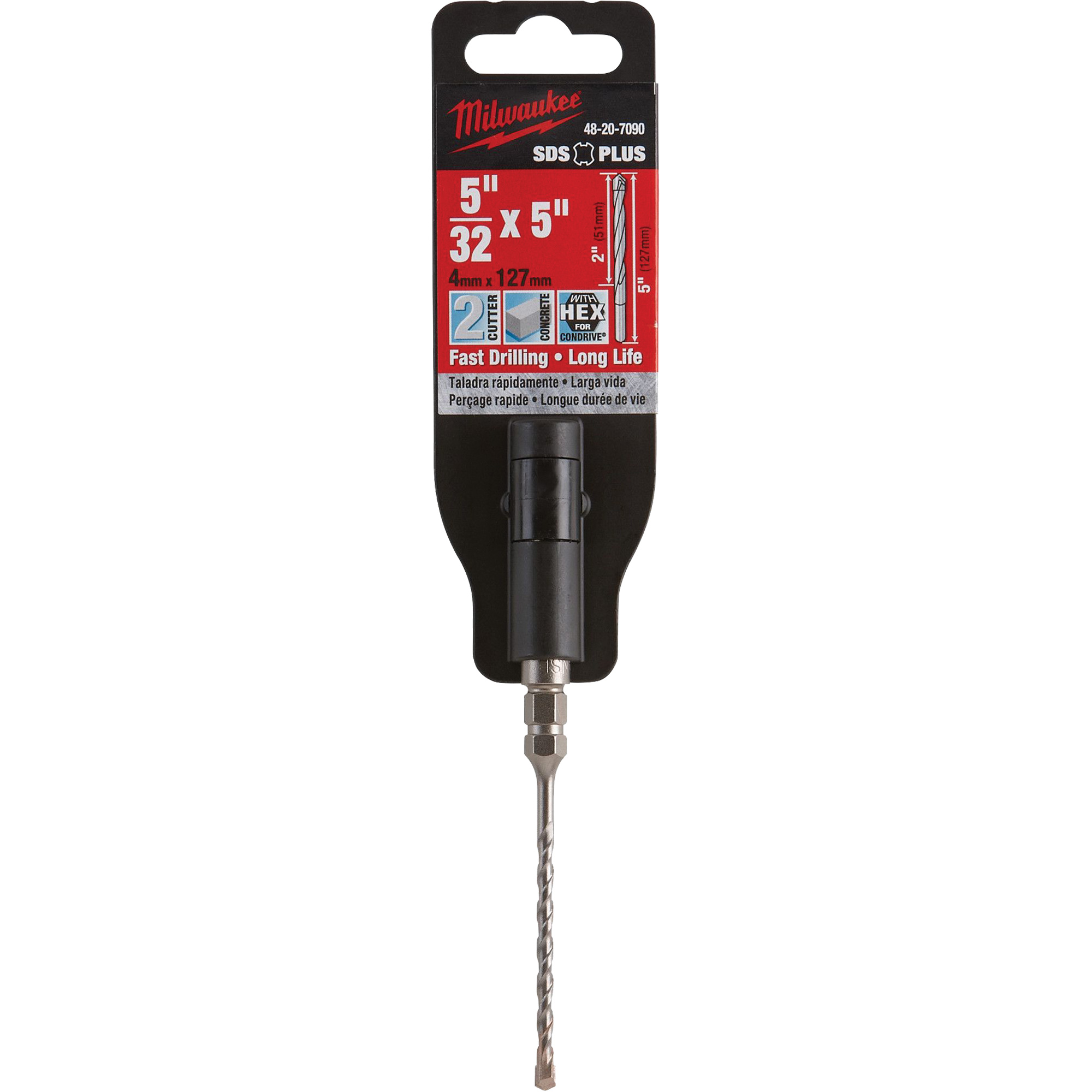 Foret hexagonal 1/4" SDS, 3/16", Tige SDS-Plus, Carbure