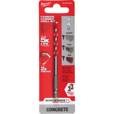 Foret pour perceuse à percussion ShockwaveMC, 1/4", Tige Hexagonale, Carbure