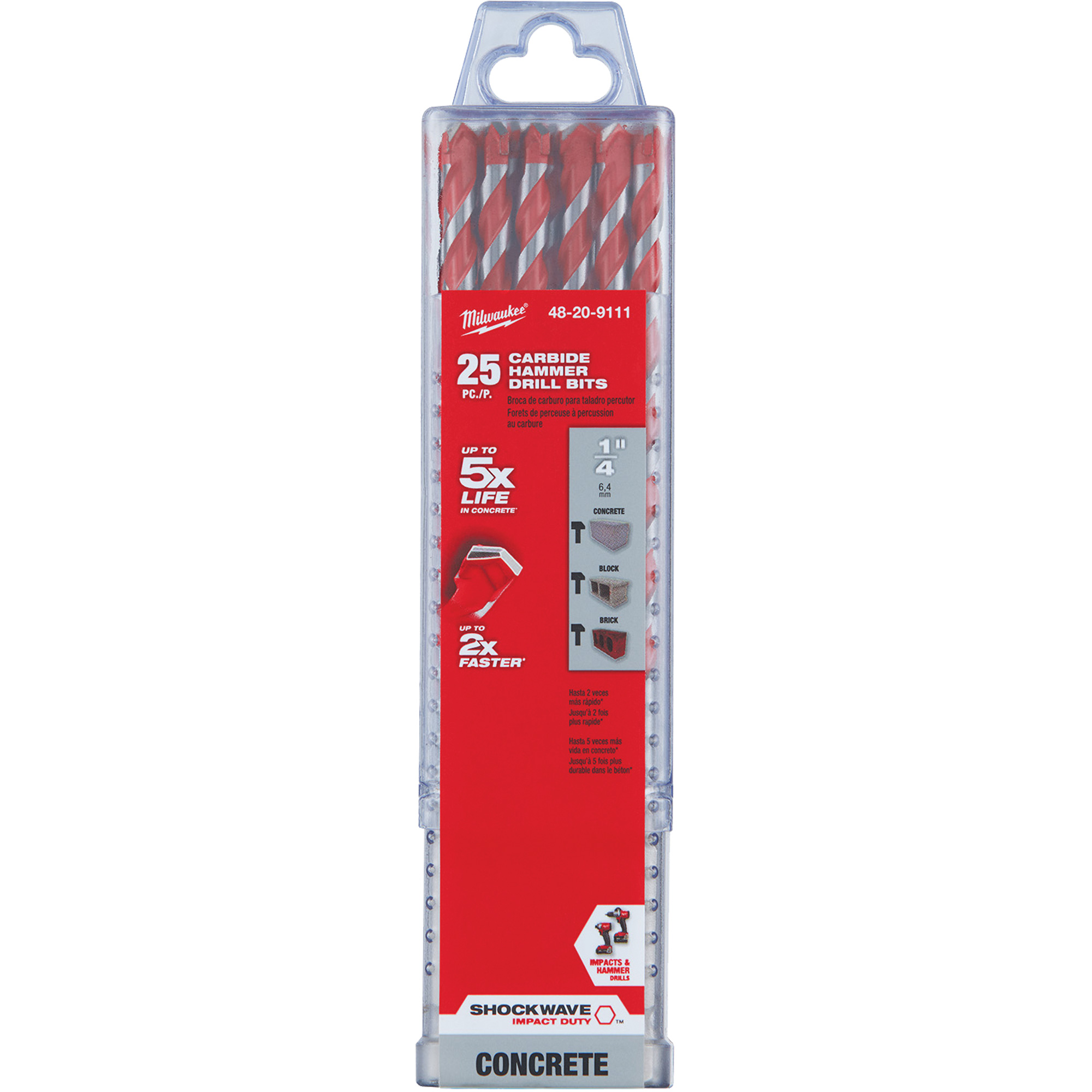 Foret pour perceuse à percussion ShockwaveMC, 1/4", Tige Hexagonale, Carbure