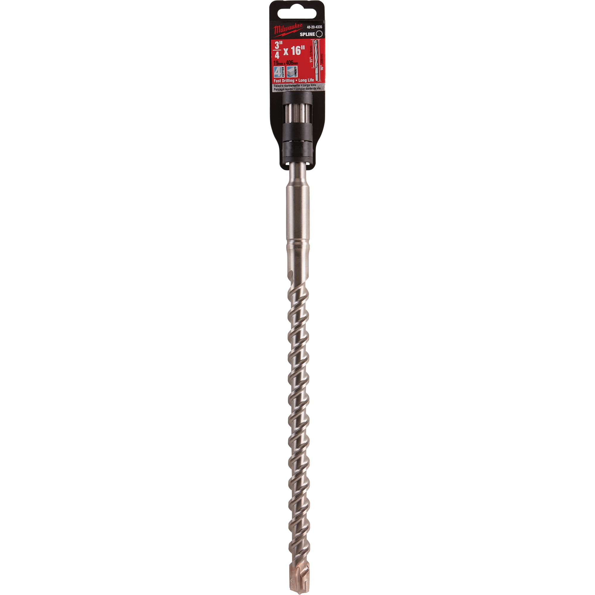 Foret robuste à quatre tranchants, 3/4", Tige Cannelure, Carbure