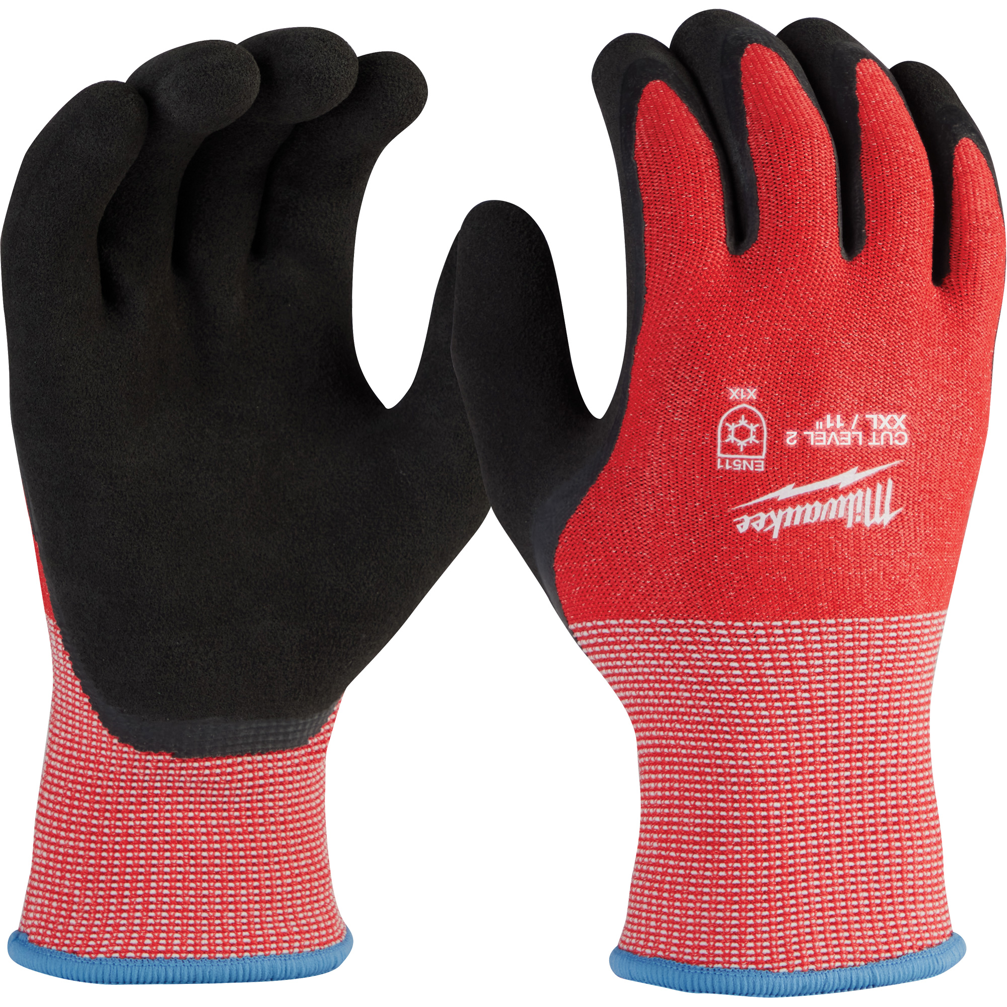 Gants d'hiver enduits par trempage, Taille 2T-Grand, Calibre 15, Revêtement Latex de caoutchouc, Enveloppe en Nylon, ASTM ANSI niveau A2