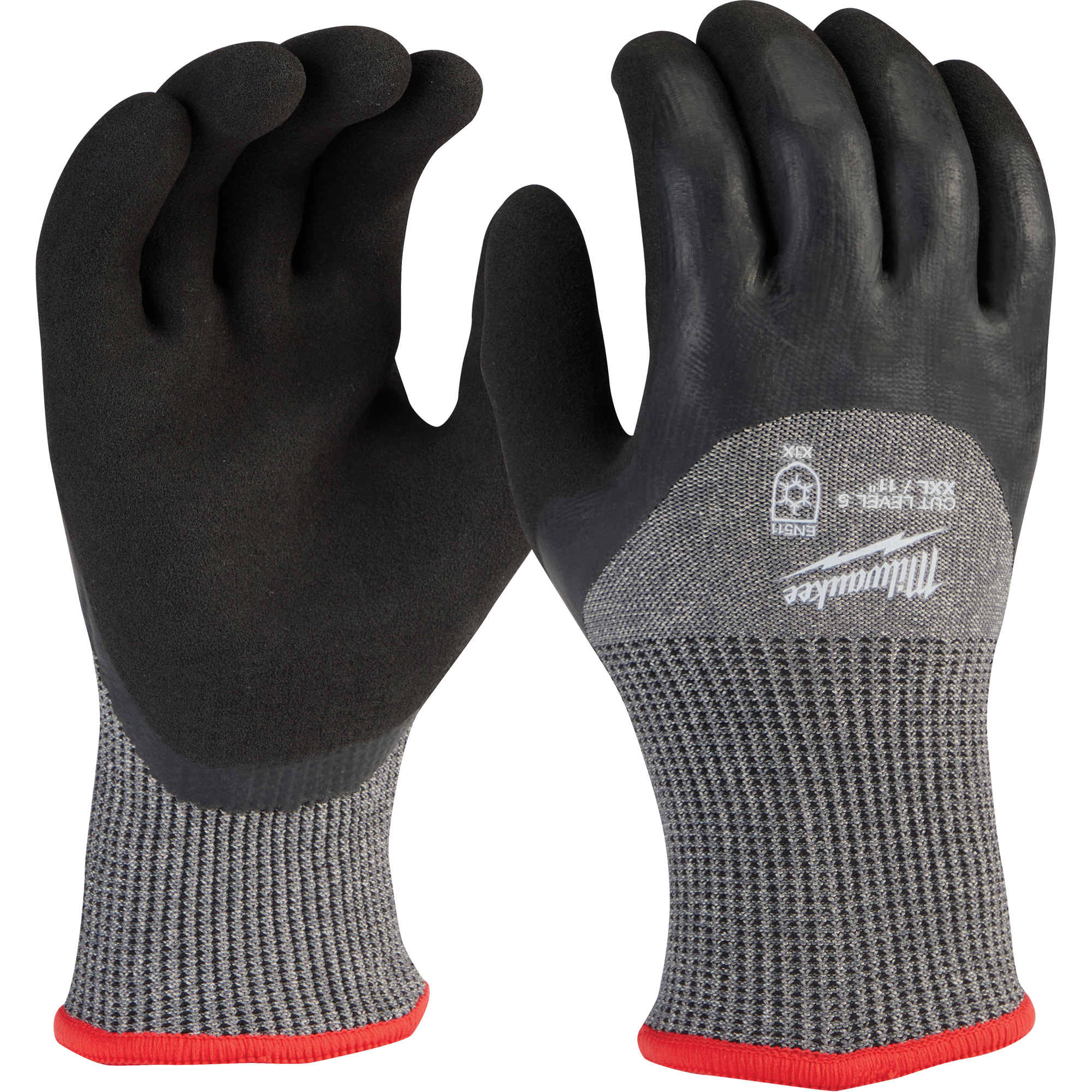 Gants d'hiver enduits par trempage, Taille Petit, Calibre 13, Revêtement Latex de caoutchouc, Enveloppe en Nylon, ASTM ANSI niveau A5