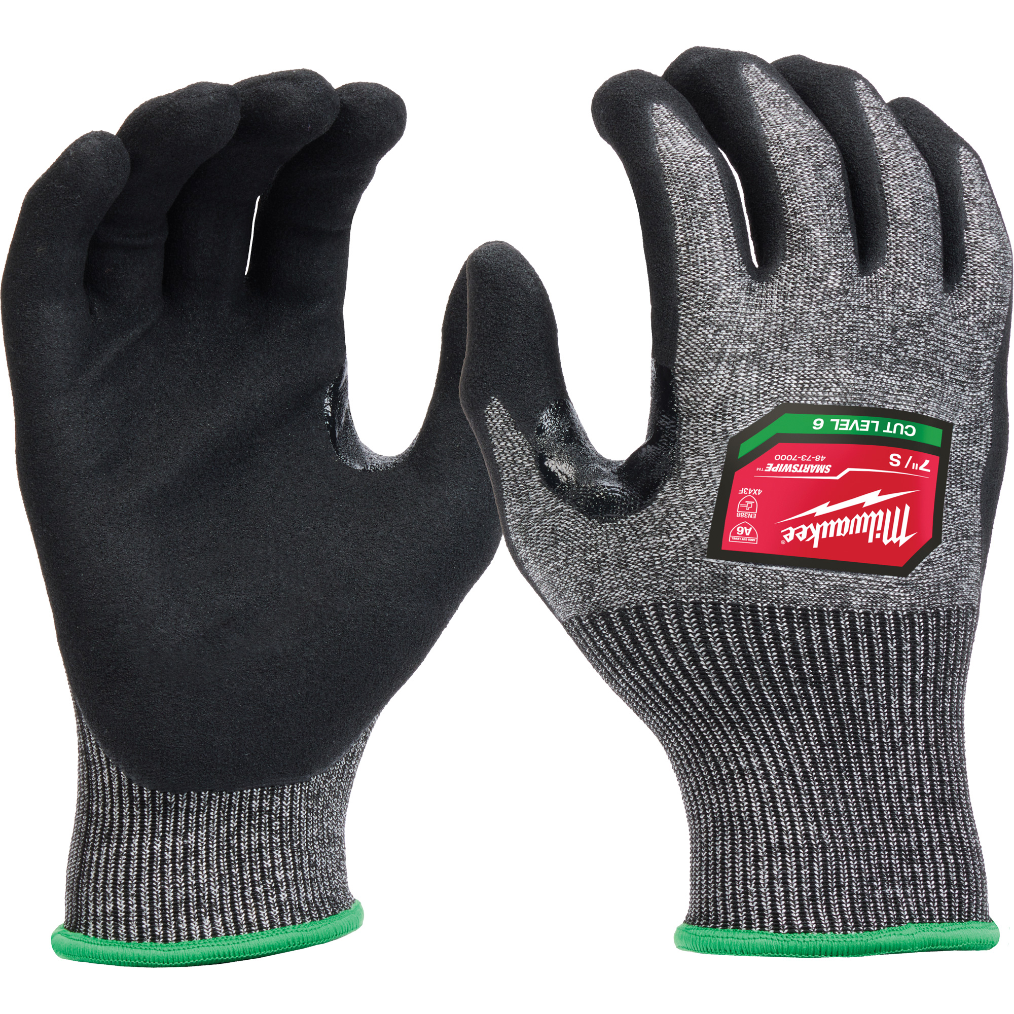 Gants enduits par trempage à dextérité élevée, Taille Petit, Calibre 18, Revêtement Nitrile, Enveloppe en Polyéthylène, ASTM ANSI niveau A6/EN 388 niveau F