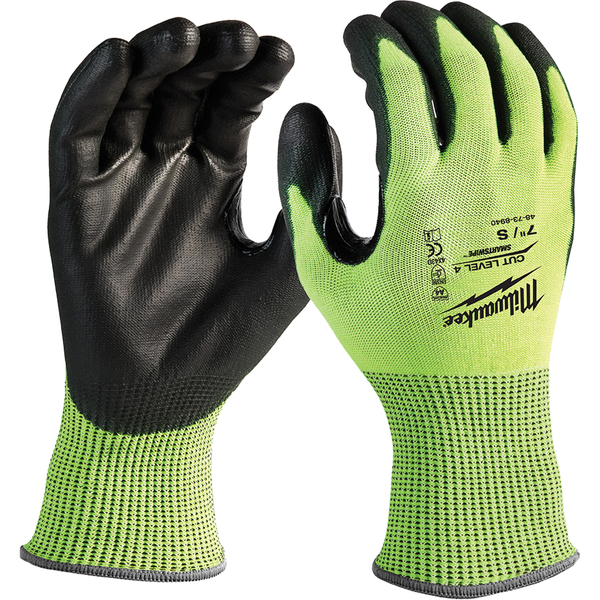 Gants haute visibilité résistant aux coupures, Taille 2T-Grand, Calibre 13, Revêtement Nitrile/Polyuréthane, Enveloppe en Polyéthylène, ANSI/ISEA 105 niveau 4