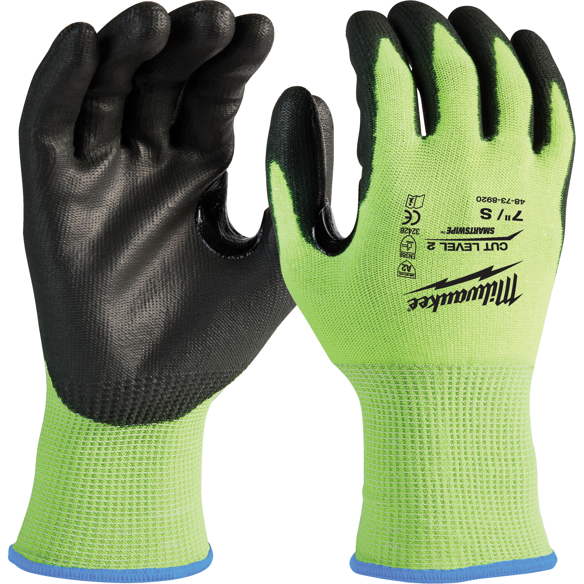 Gants haute visibilité résistant aux coupures, Taille 2T-Grand, Calibre 15, Revêtement Nitrile/Polyuréthane, Enveloppe en Polyéthylène, ANSI/ISEA 105 niveau 2