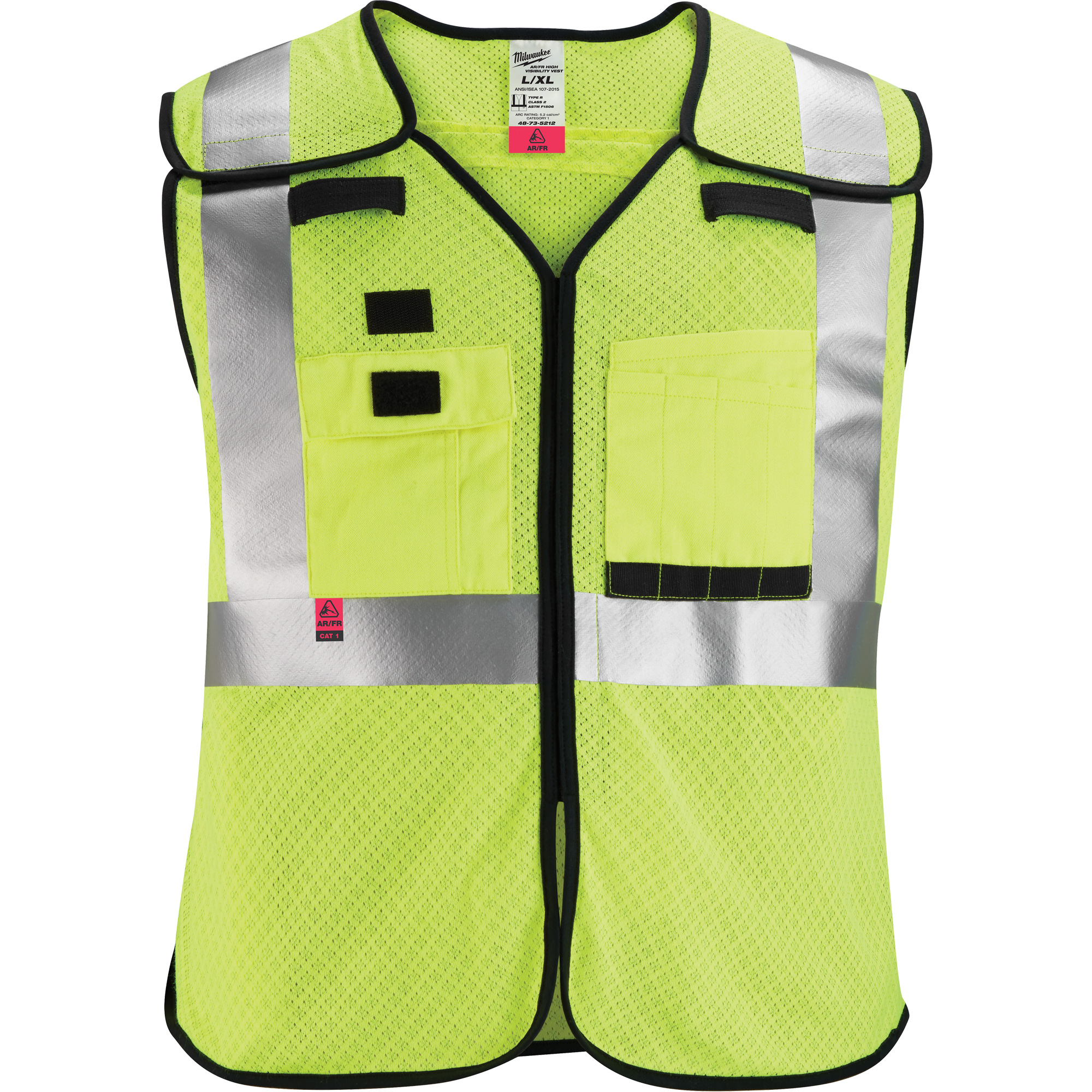 Gilet de sécurité à maille détachable, Noir/Jaune lime haute visibilité, 4T-Grand/5T-Grand