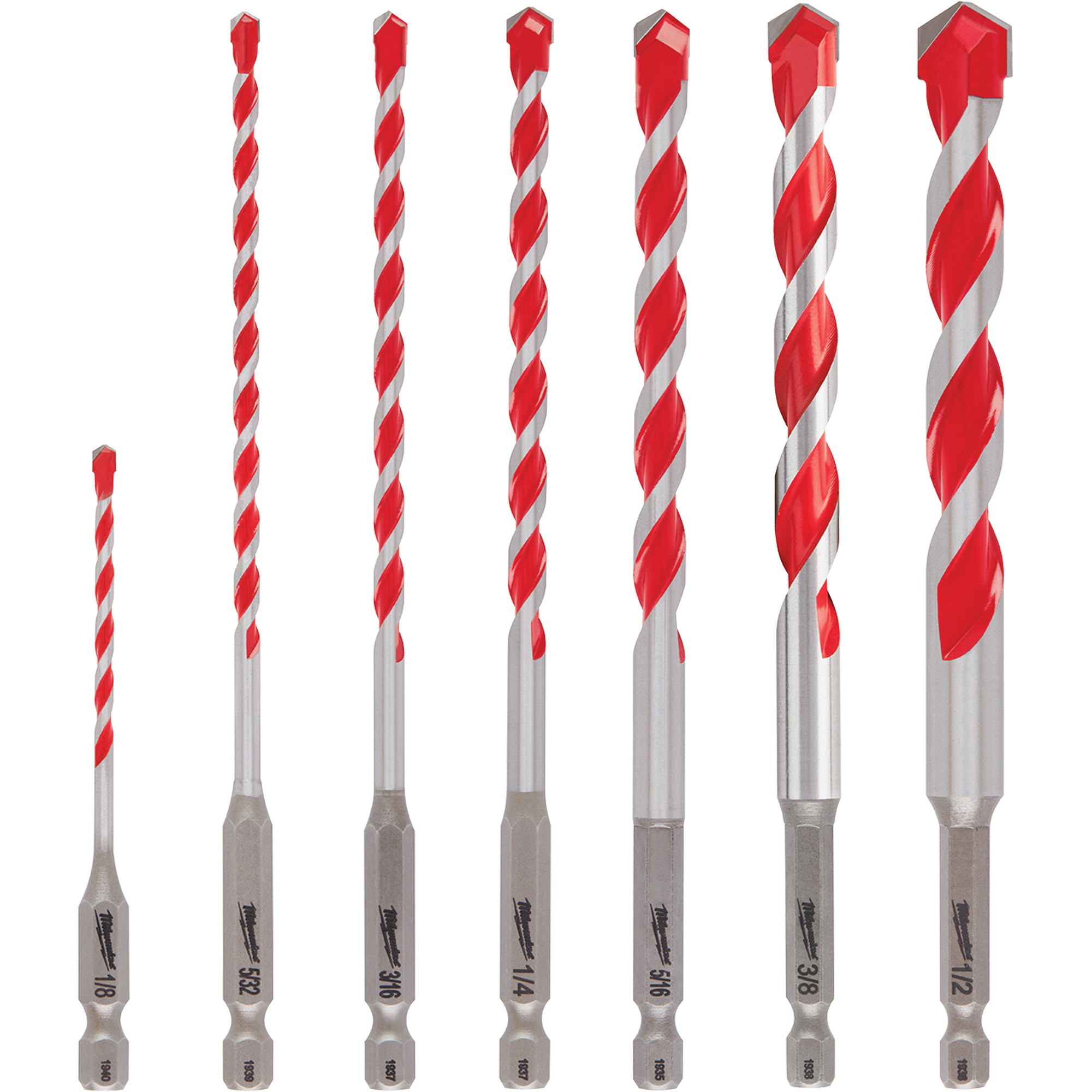 Grand jeu de forets pour perceuse à percussion ShockwaveMC, 7 morceaux, Carbure
