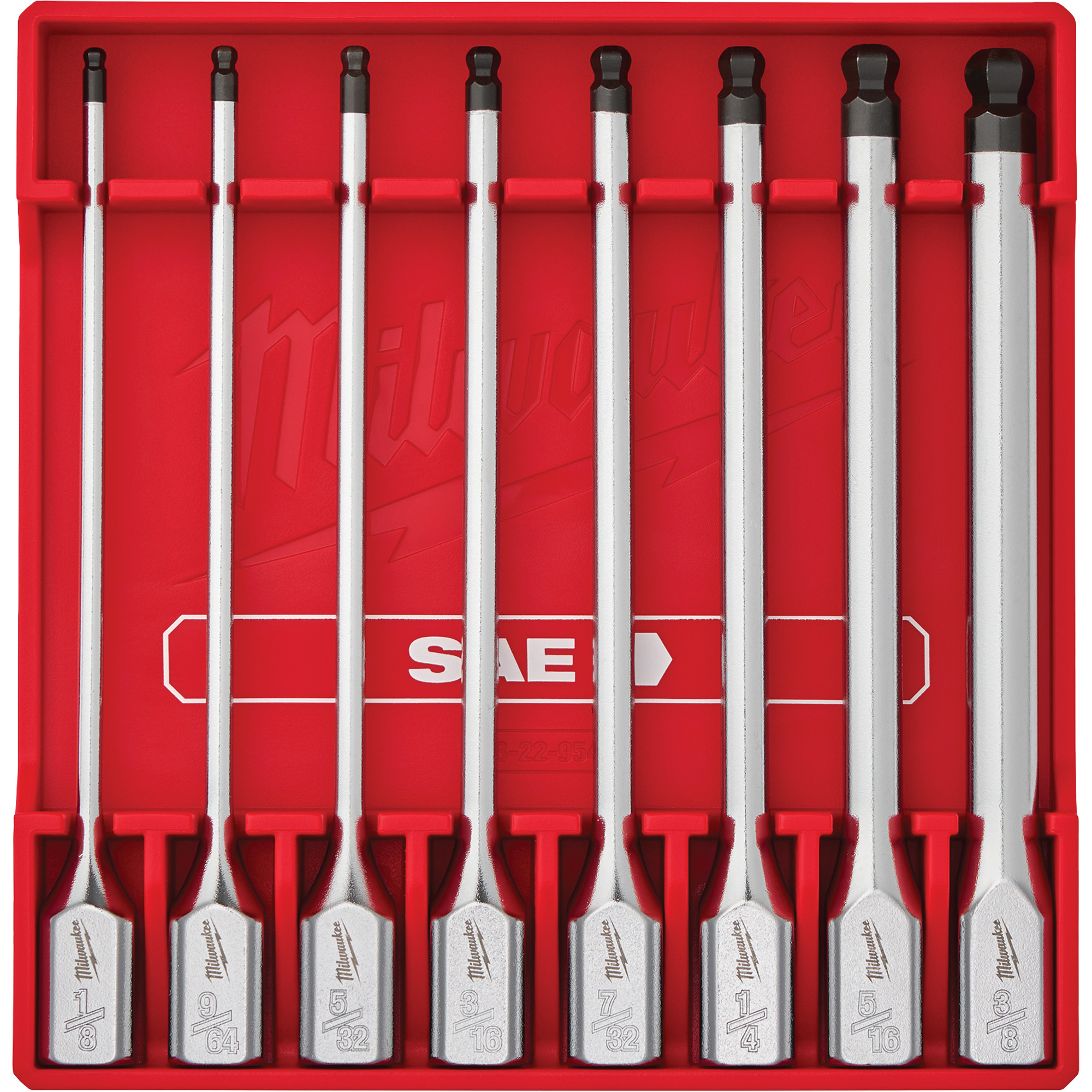 Jeu de douilles longues à embouts SAE, Sphère hexagonale, Prise 3/8", 8 mr