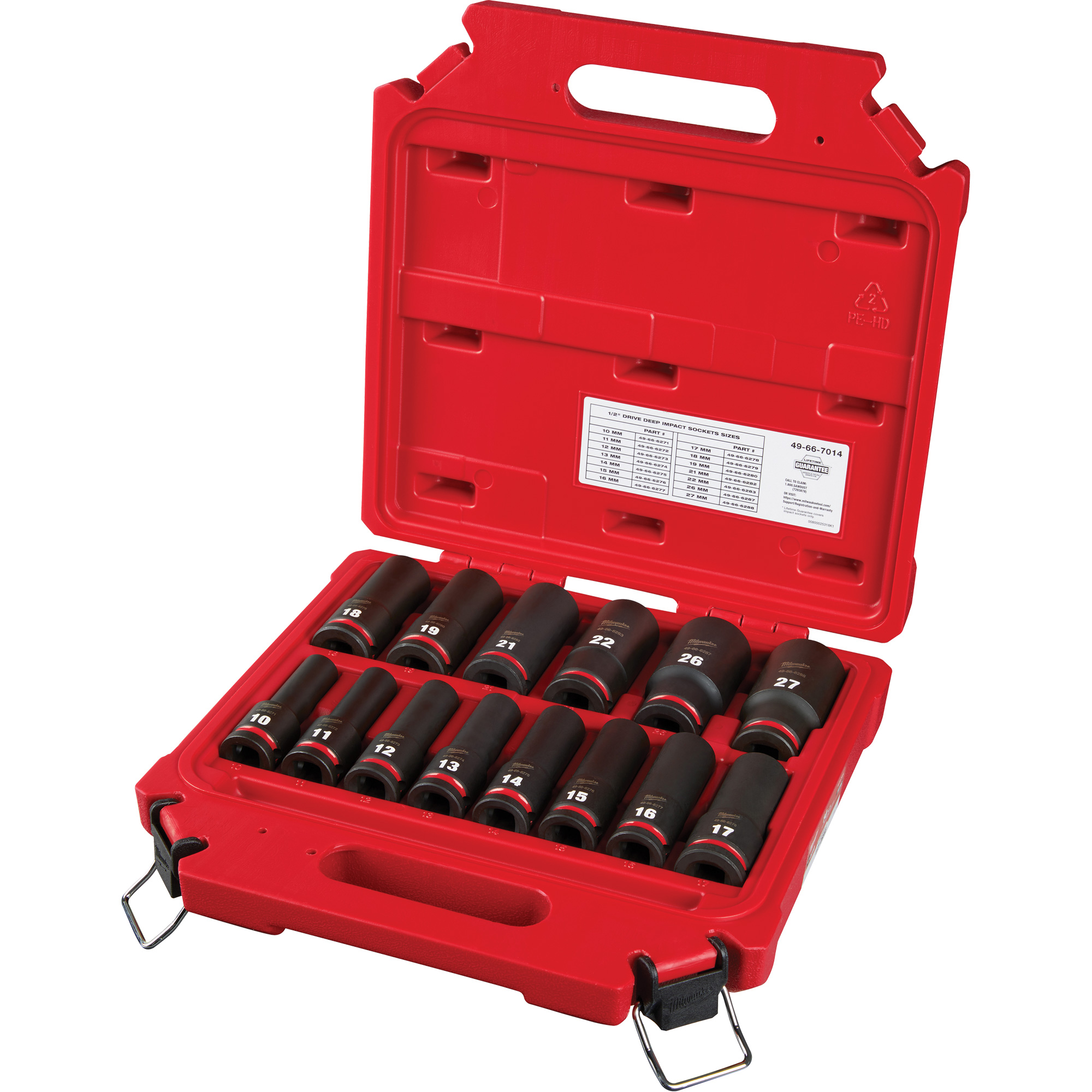 Jeu de douilles métriques à 6 pans ShockwaveMC Impact DutyMC, 14 Mcx, Chocs, Prise de 1/2", Profond
