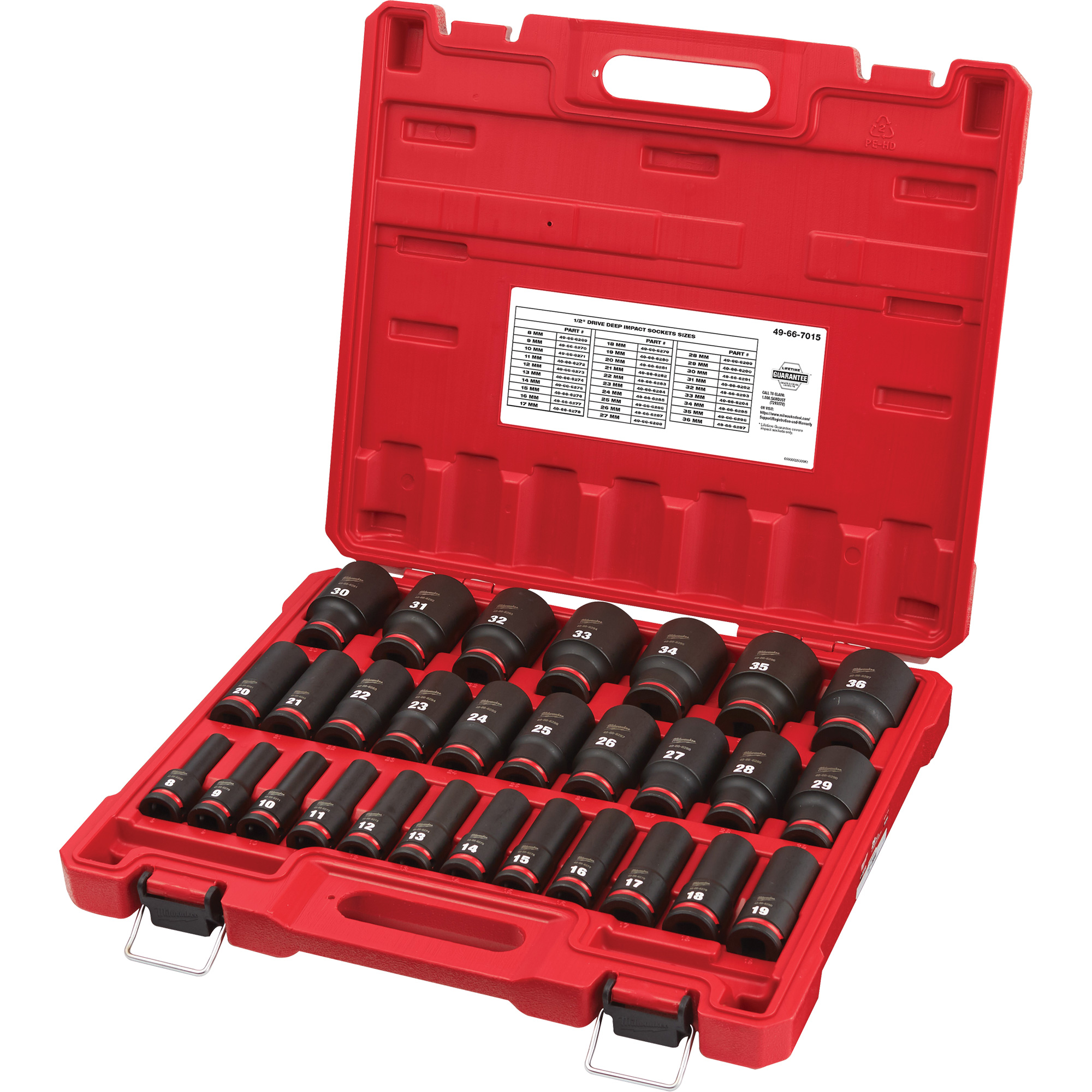 Jeu de douilles métriques à 6 pans ShockwaveMC Impact DutyMC, 29 Mcx, Chocs, Prise de 1/2", Profond