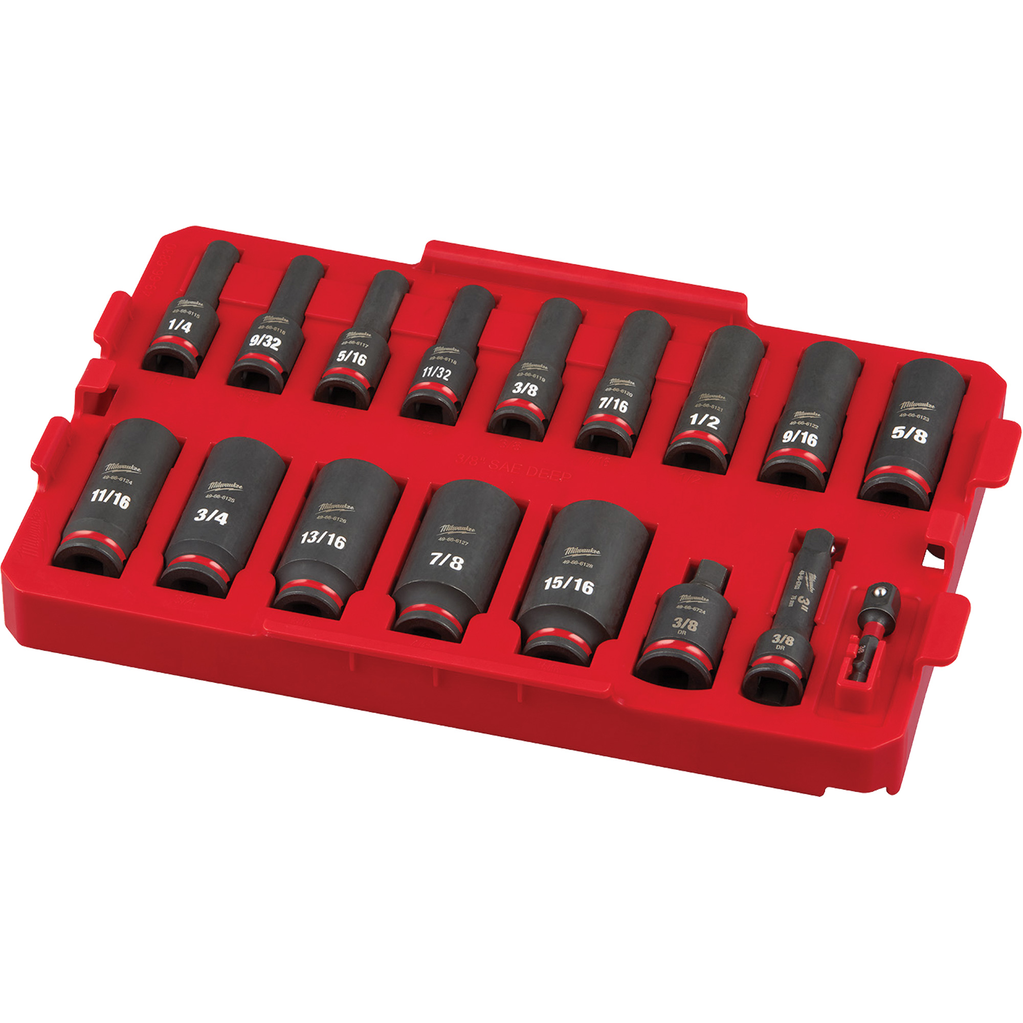 Jeu de douilles profondes 3/8" Shockwave Impact DutyMC PackoutMC, 17 Mcx, Chocs, Prise de 3/8", Profond
