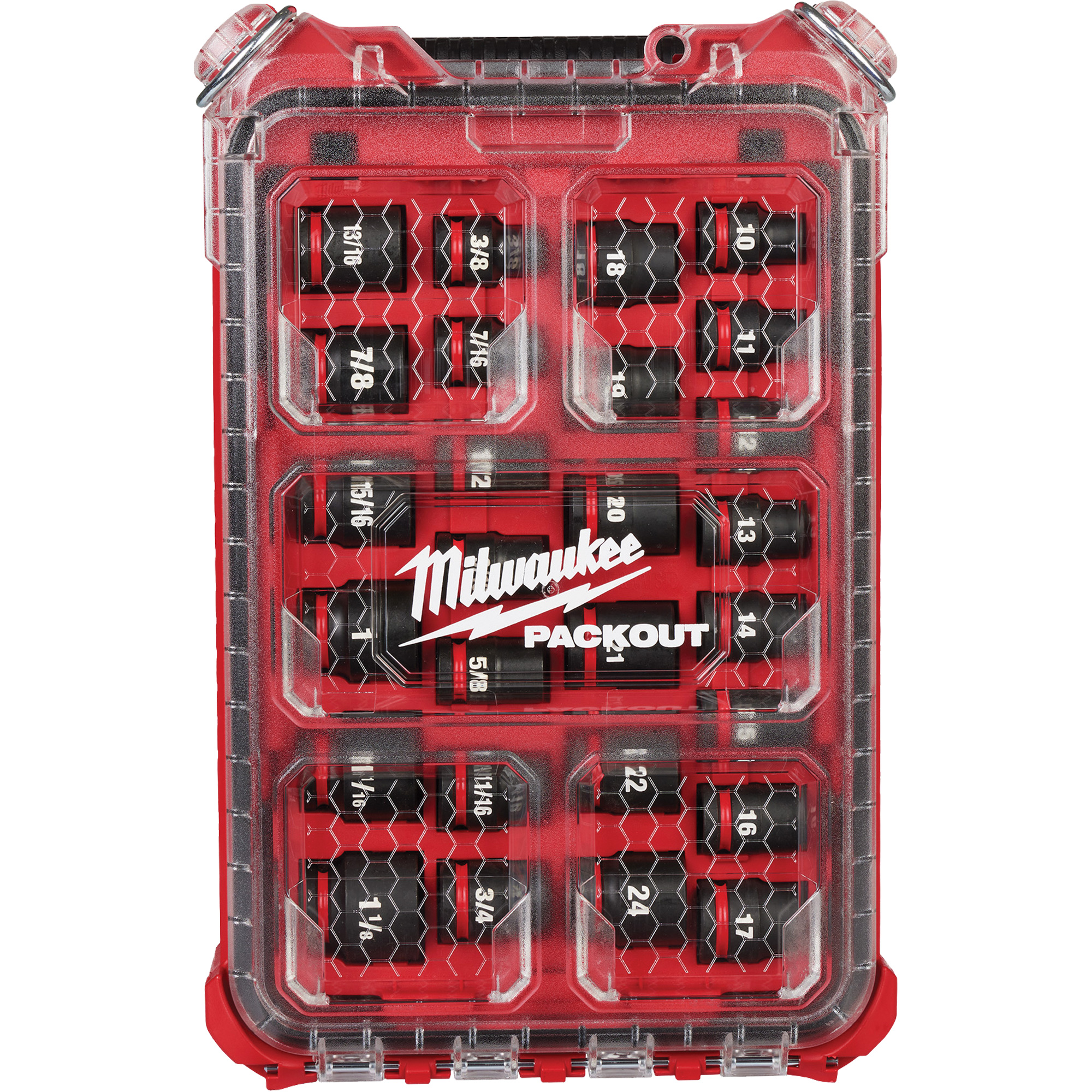 Jeu de douilles profondes métriques 3/8" Shockwave Impact DutyMC PackoutMC, 27 Mcx, Chocs, Prise de 1/2"