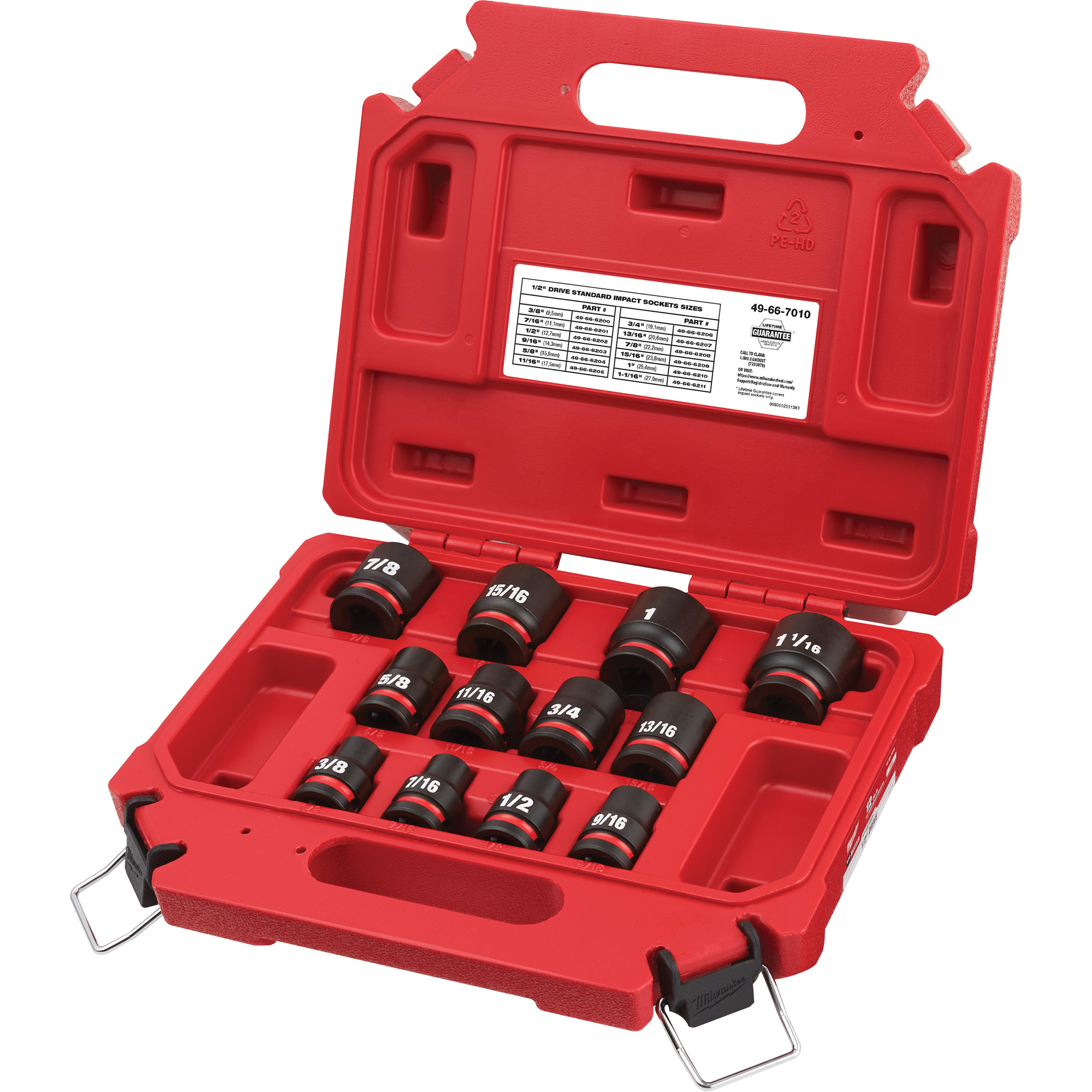 Jeu de douilles SAE à 6 pans ShockwaveMC Impact DutyMC, 12 Mcx, Chocs, Prise de 1/2"