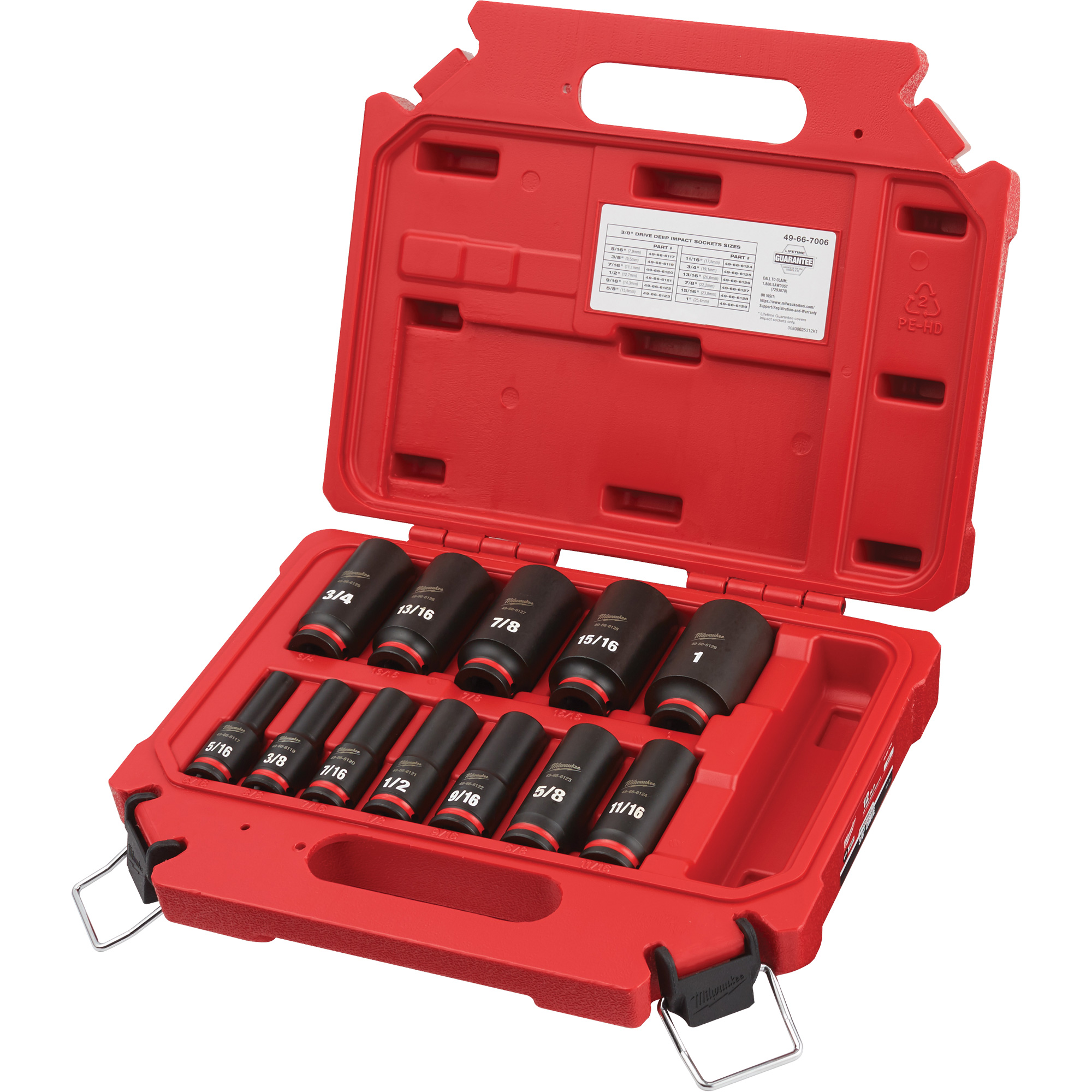 Jeu de douilles SAE à 6 pans ShockwaveMC Impact DutyMC, 12 Mcx, Chocs, Prise de 3/8", Profond