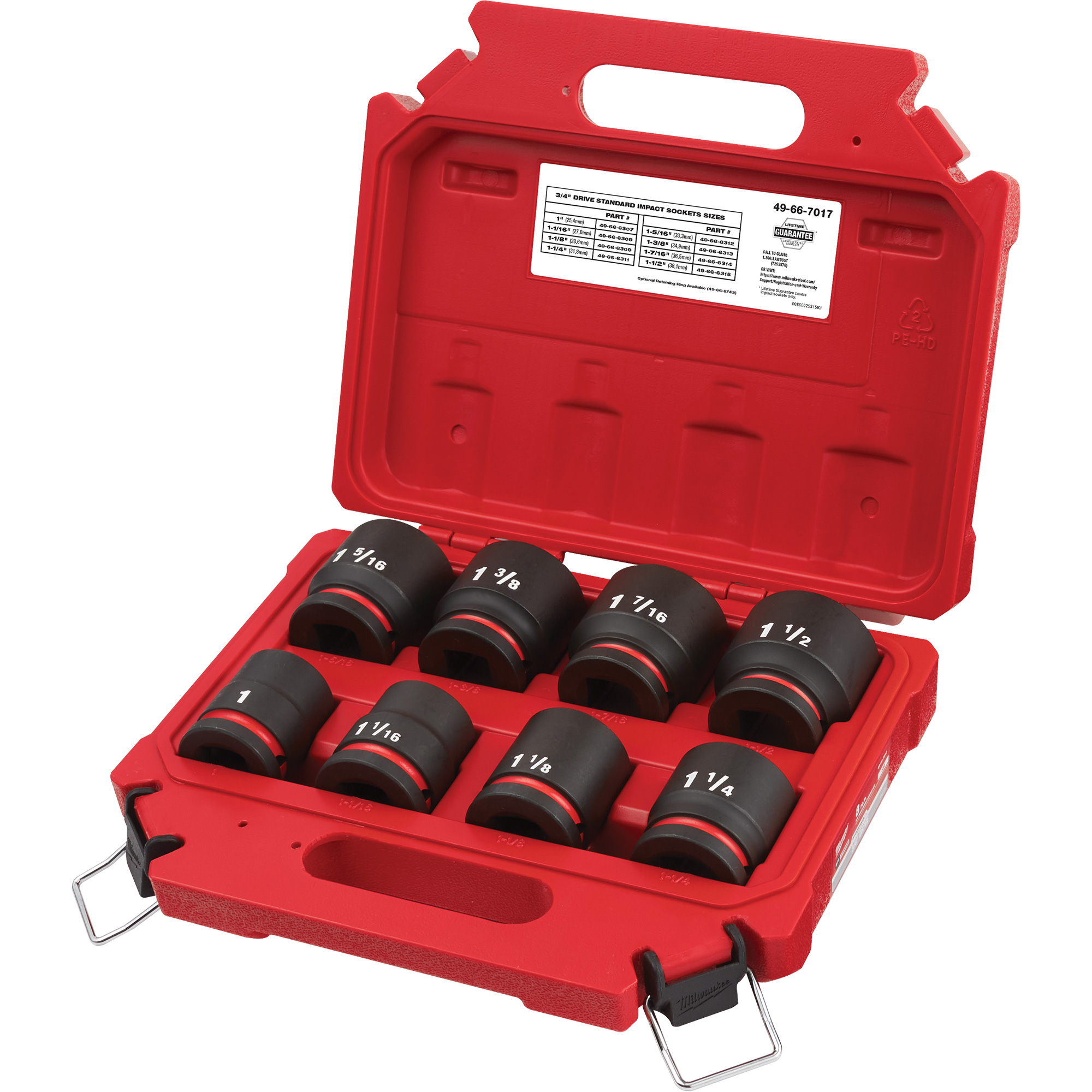 Jeu de douilles SAE à 6 pans ShockwaveMC Impact DutyMC, 8 Mcx, Chocs, Prise de 3/4"