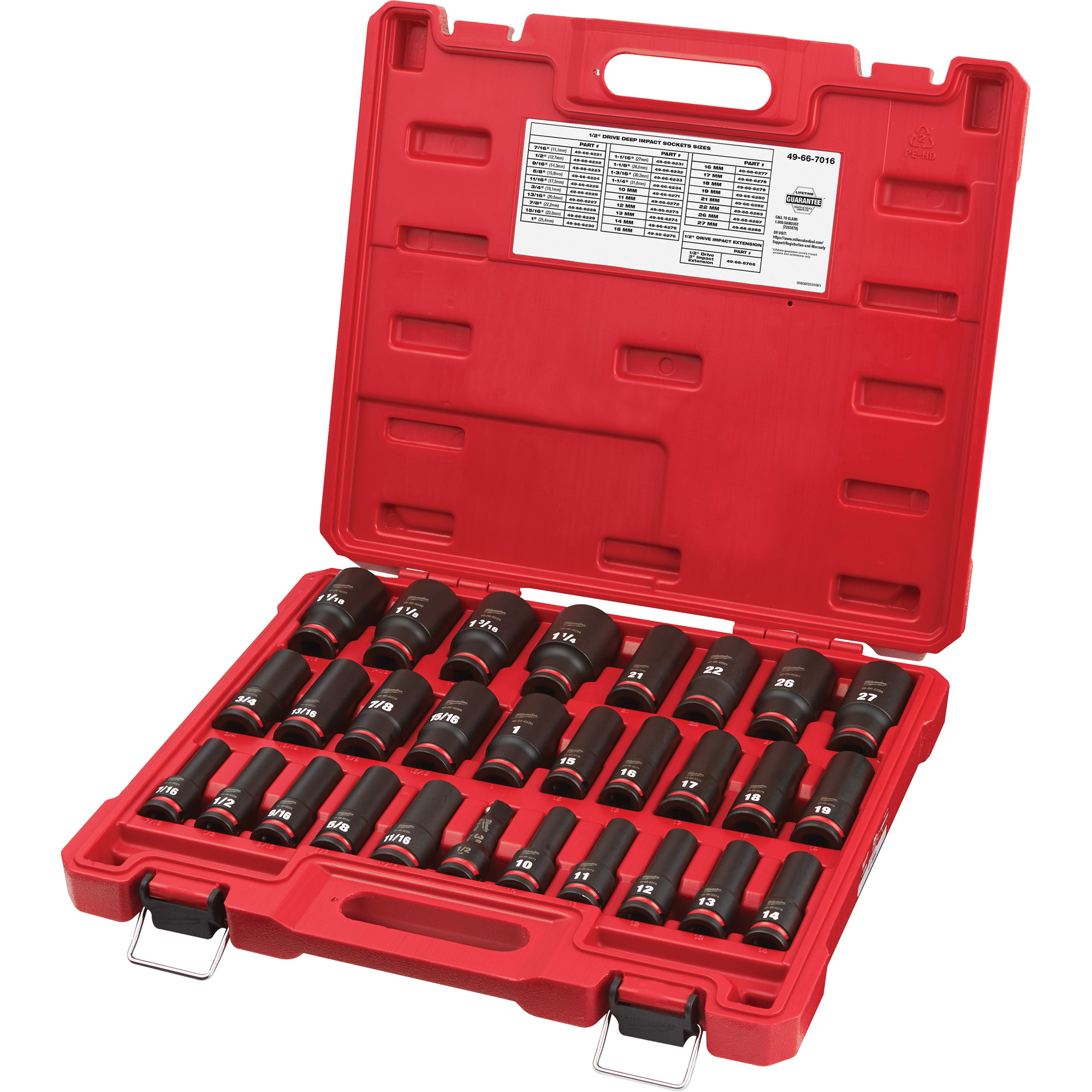 Jeu de douilles SAE & métriques à 6 pans ShockwaveMC Impact DutyMC, 29 Mcx, Chocs, Prise de 1/2", Profond