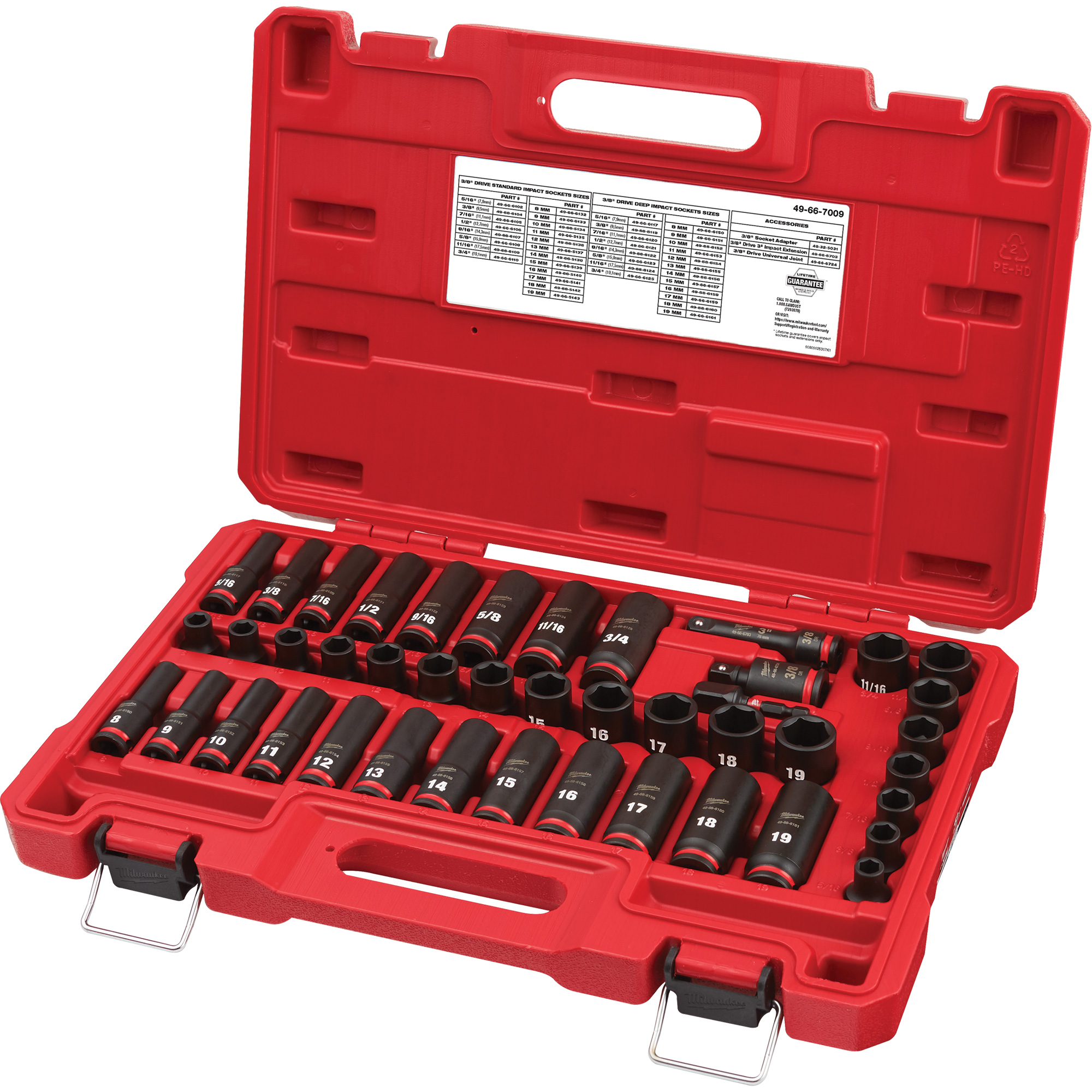 Jeu de douilles SAE & métriques à 6 pans ShockwaveMC Impact DutyMC, 43 Mcx, Chocs, Prise de 3/8", Profond