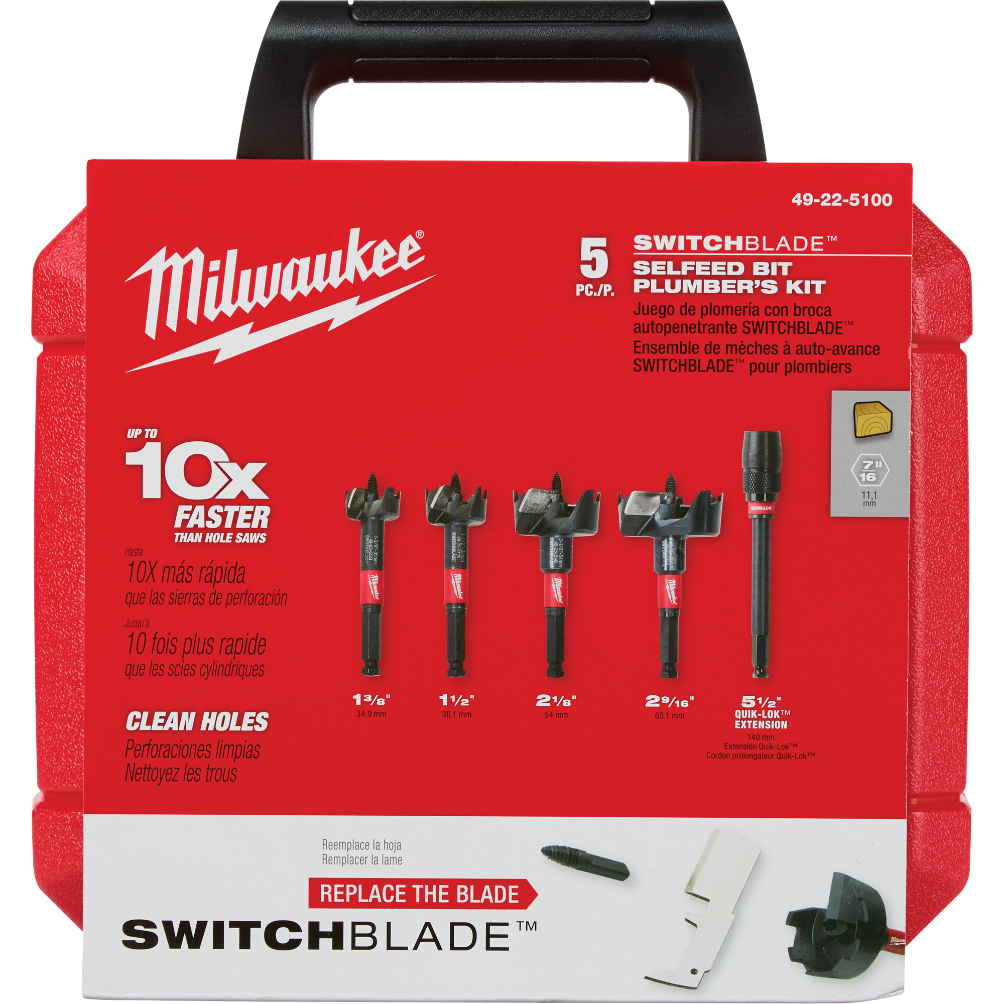 Jeu de forets autoalimentés pour plombier SwitchbladeMC