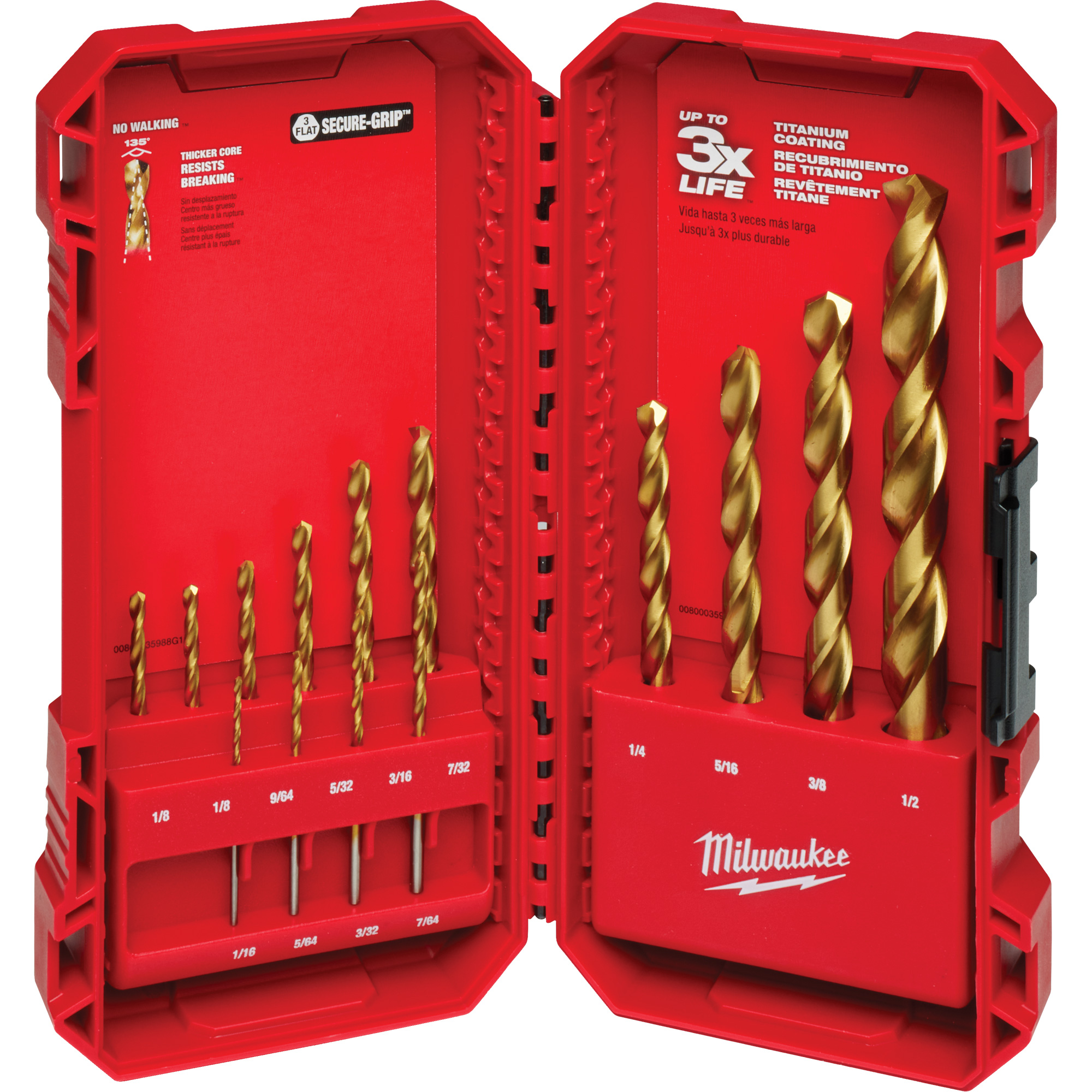 Jeu de forets étagés ThunderboltMD, 14 morceaux, Acier rapide