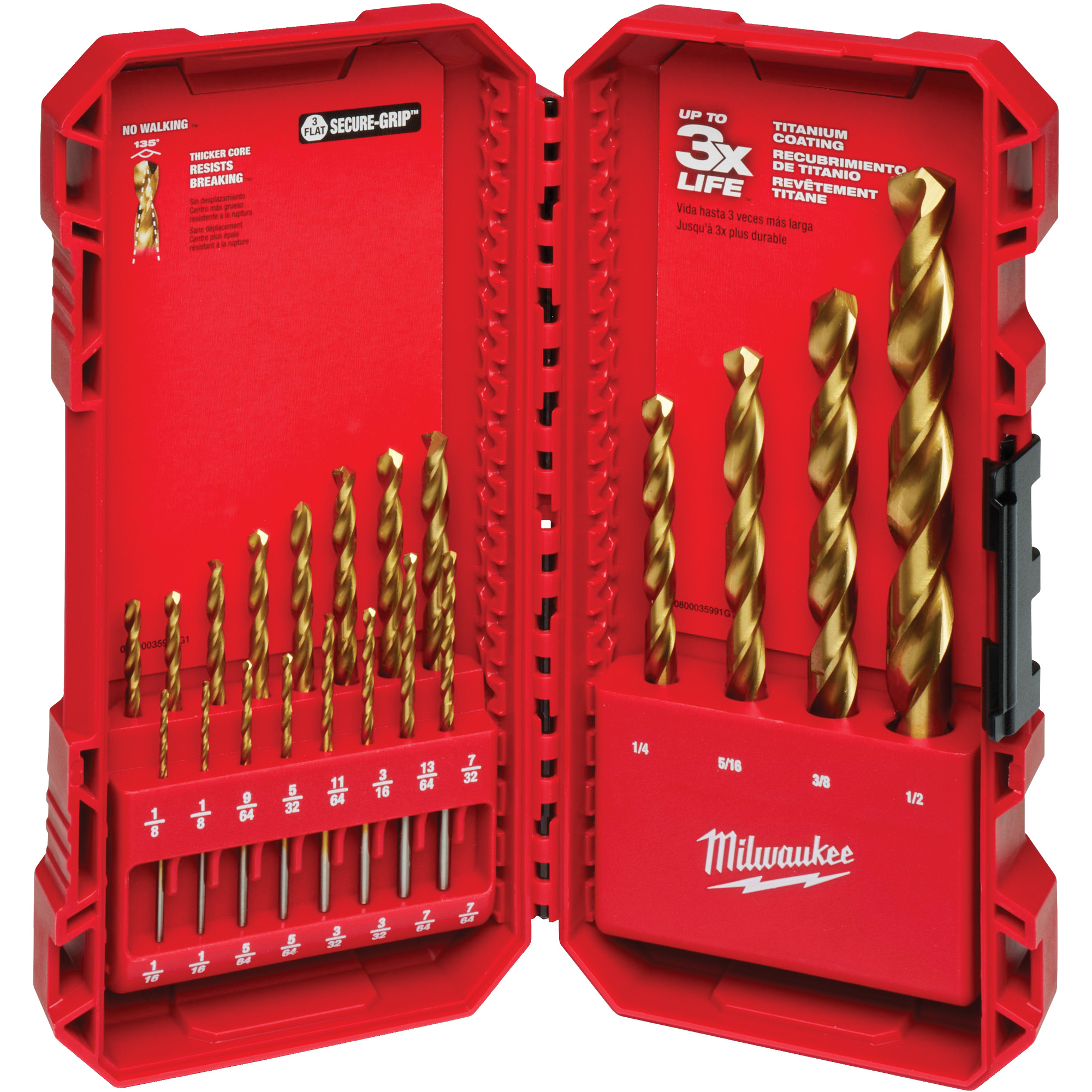 Jeu de forets étagés ThunderboltMD, 20 morceaux, Acier rapide