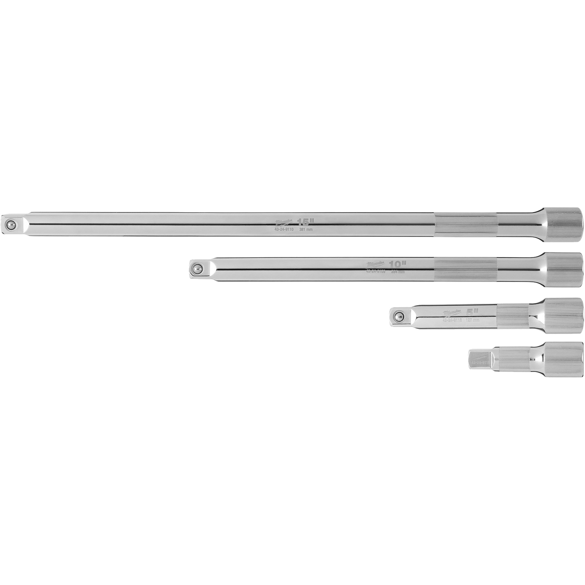 Jeu de rallonges prise, Prise de 1/2", Fini Chrome, 4 Mcx