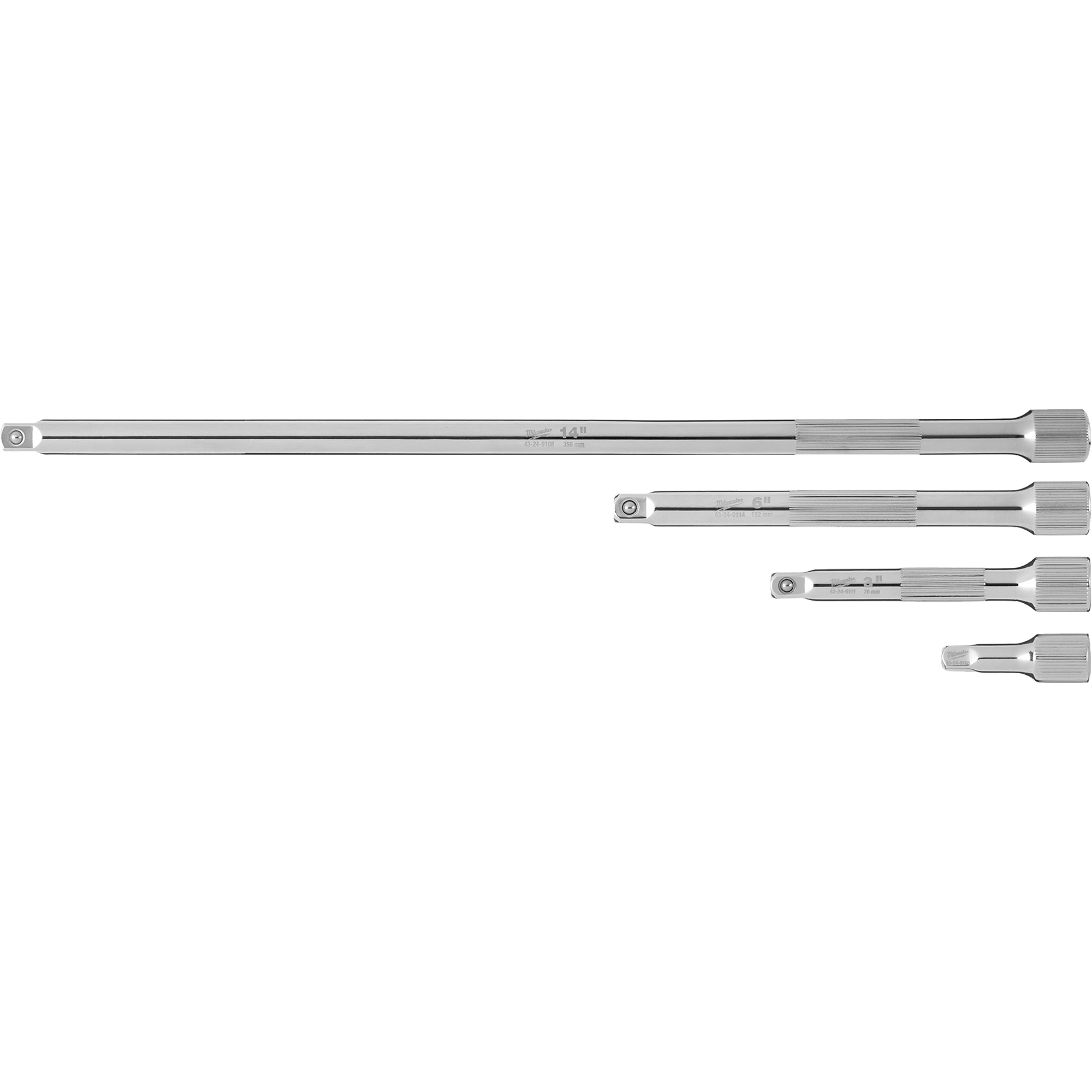 Jeu de rallonges prise, Prise de 1/4", Fini Chrome, 4 Mcx