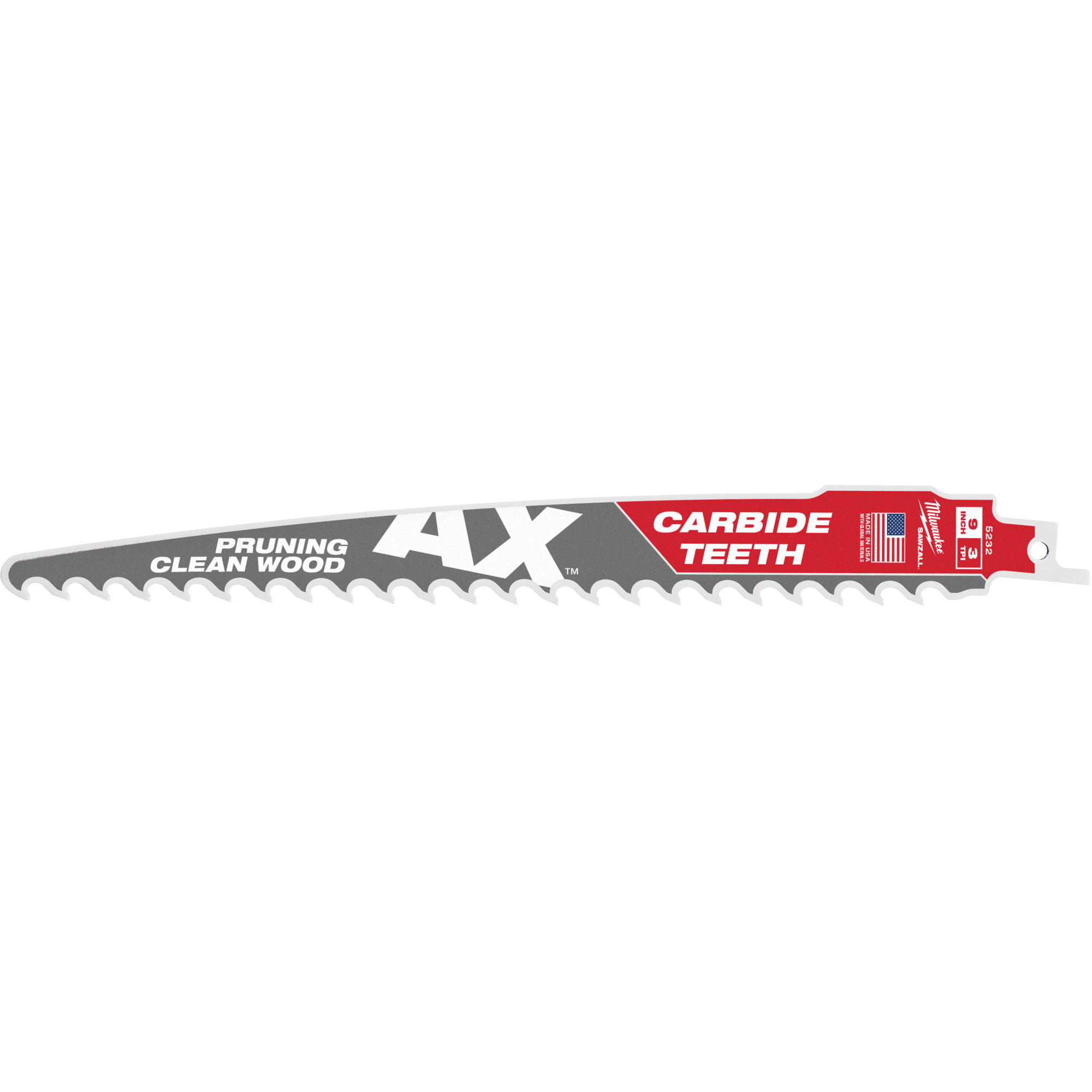 Lame AxMC SawzallMD pour l'élagage et le nettoyage du bois, Carbure, 3 Dents par pouce, 9" lo x 1" la