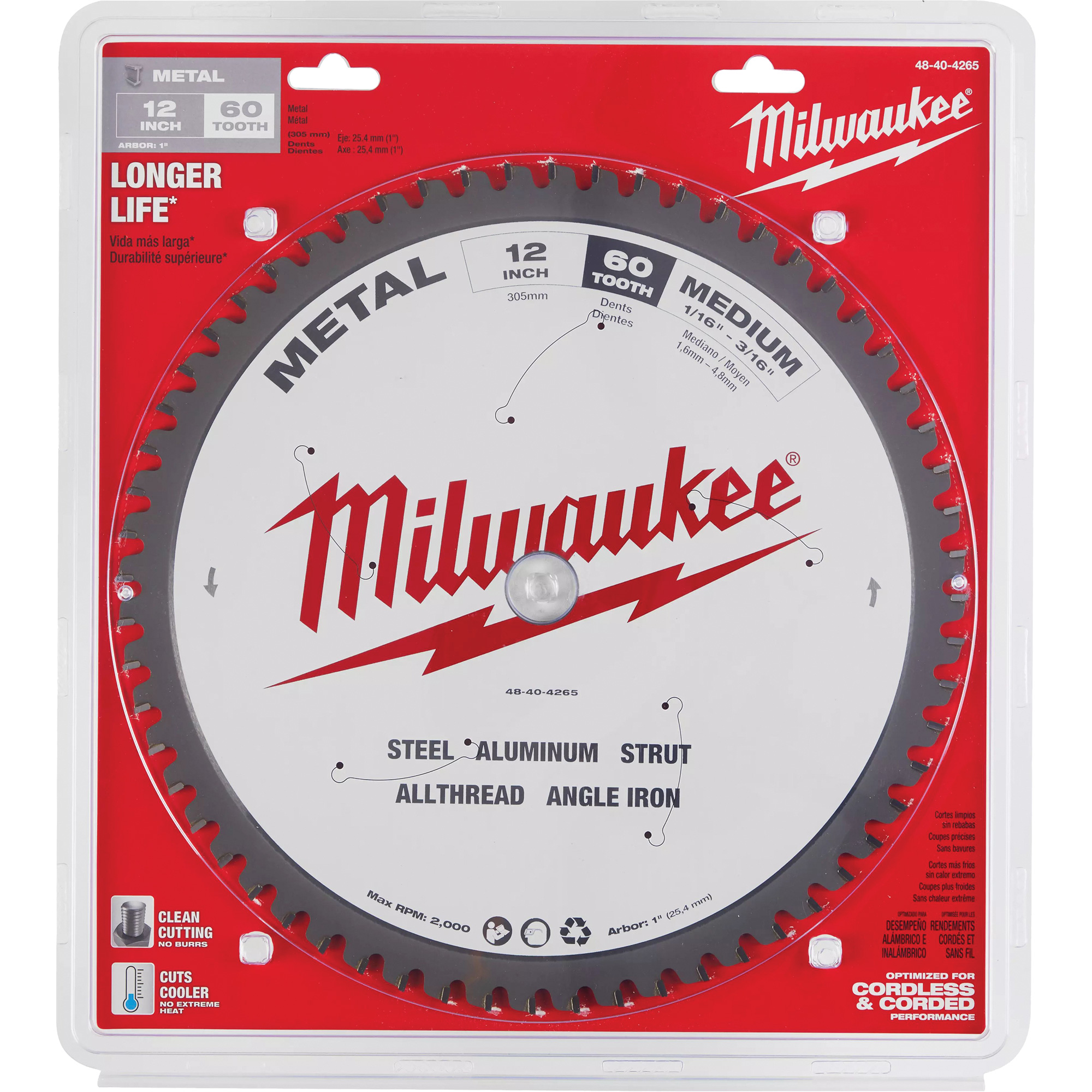 Lame de scie circulaire, 12", 60 dents, Pour Métal – Image 2