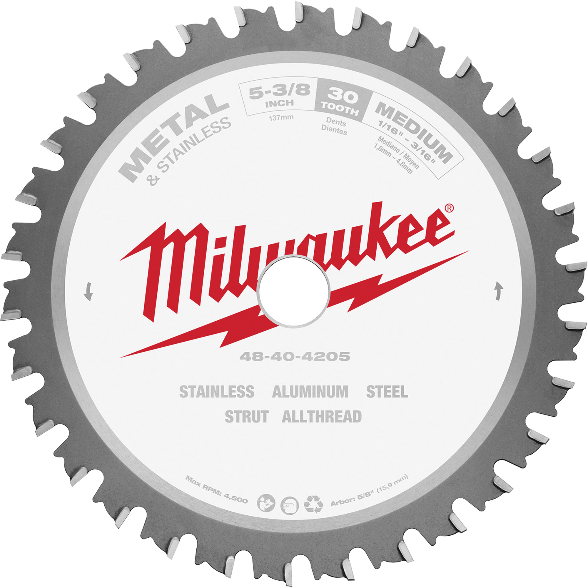Lame de scie circulaire, 5-3/8", 30 dents, Pour Métal