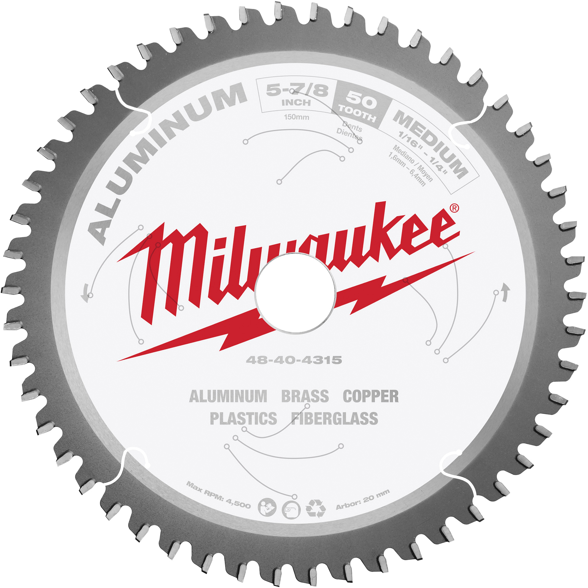 Lame de scie circulaire pour l’aluminium, 5-7/8", 50 dents, Pour Métal