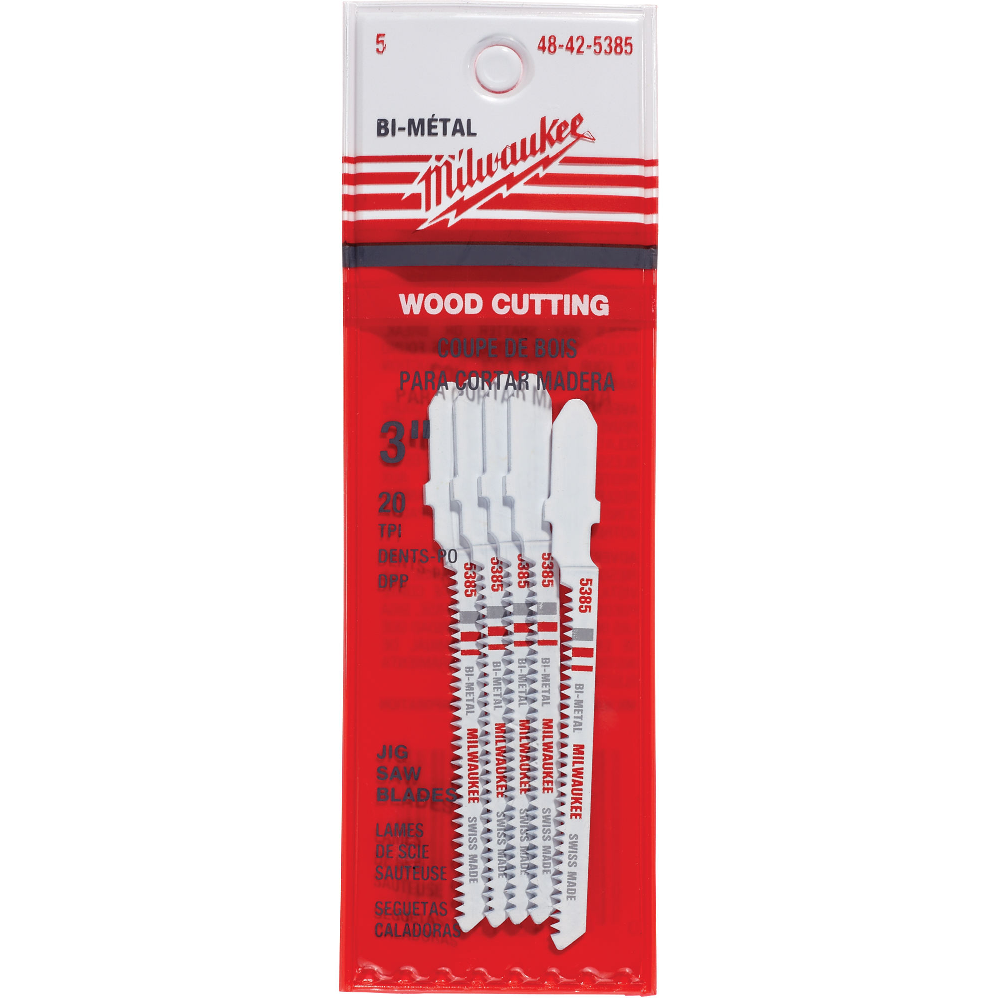 Lame de scie sauteuse, Bimétal, Tige en T, 3" lo, 20 dents par pouce