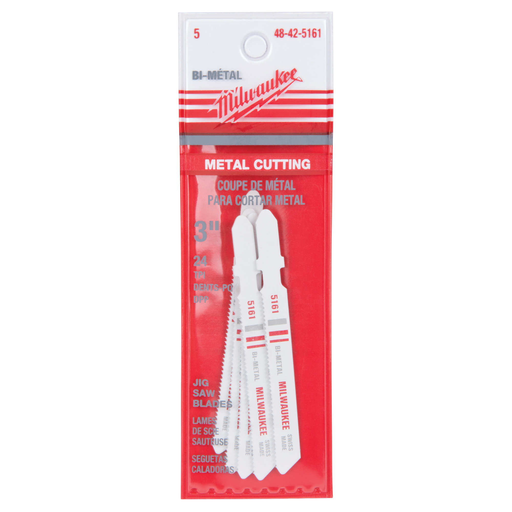 Lame de scie sauteuse, Bimétal, Tige en T, 3" lo, 24 dents par pouce