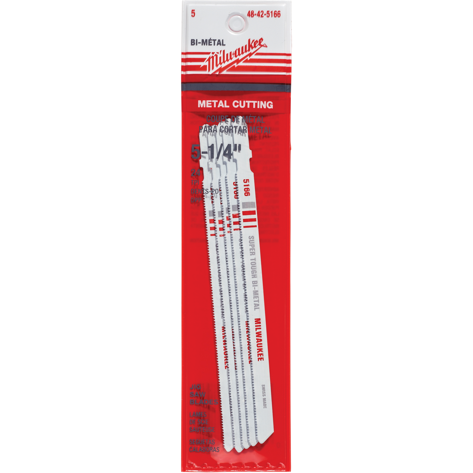 Lame de scie sauteuse, Bimétal, Tige en T, 5-1/4" lo, 24 dents par pouce