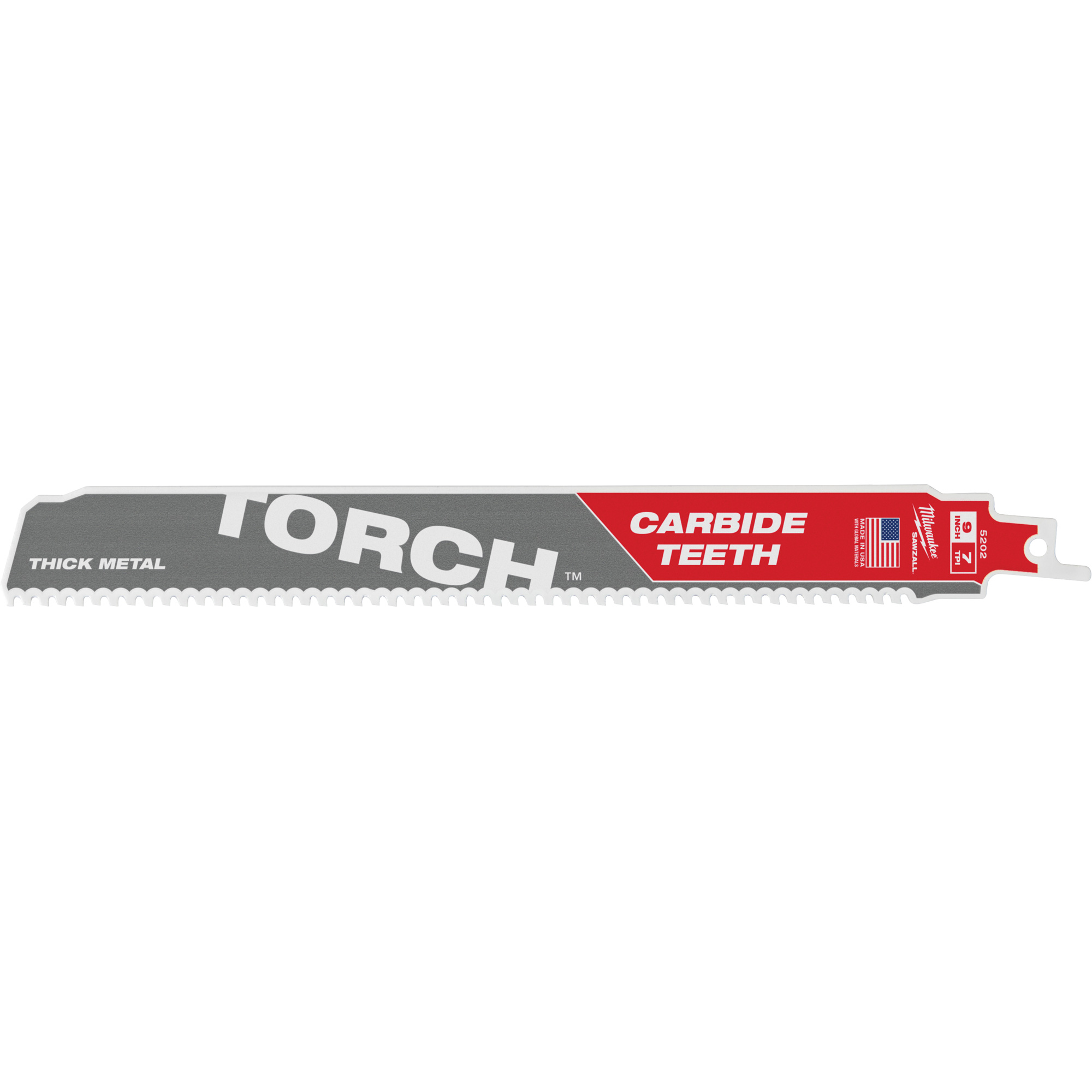 Lame de scie TorchMC SawzallMD, Carbure, 7 Dents par pouce, 9" lo x 1" la
