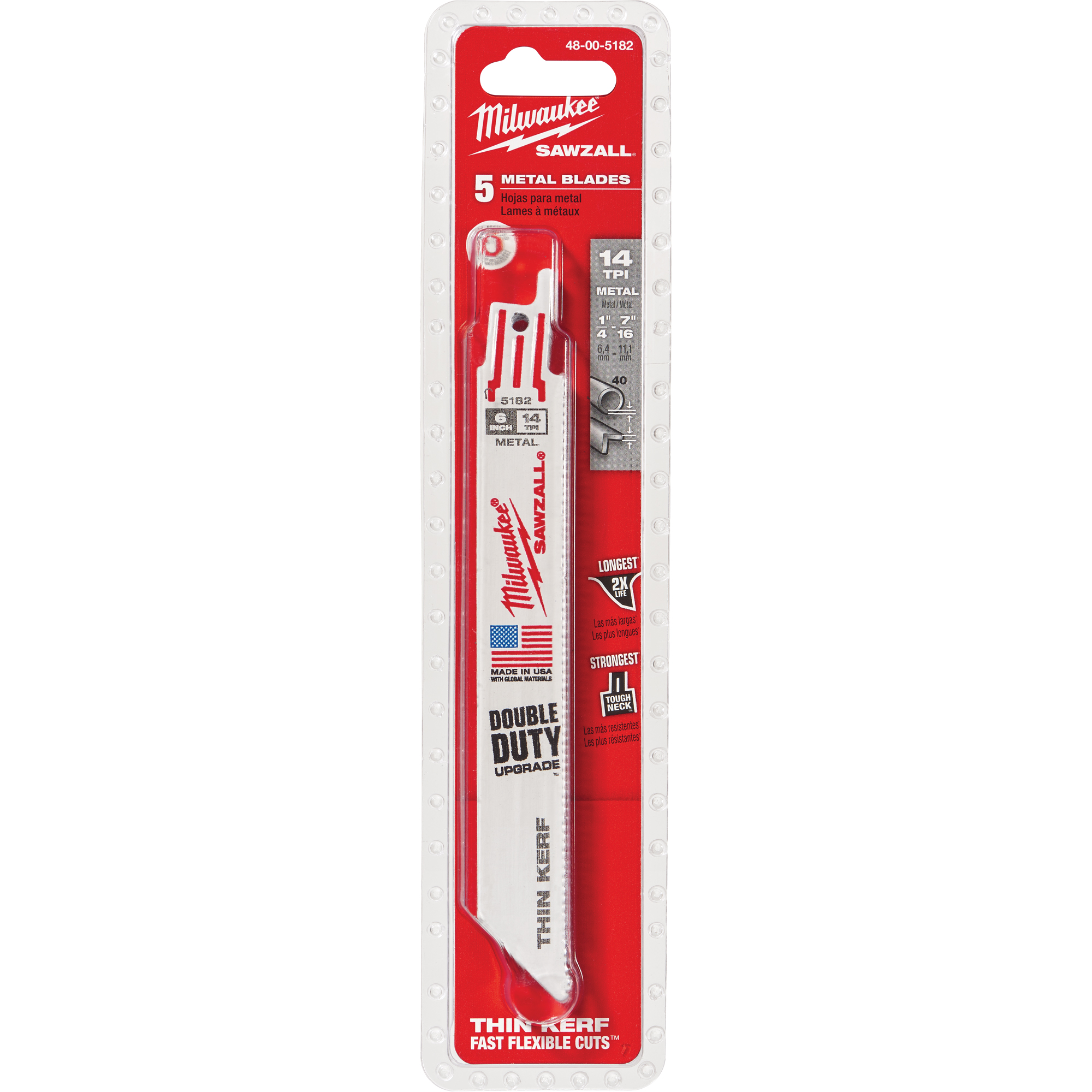 Lames The TorchMC SawzallMD, Bimétal, 18 Dents par pouce, 6" lo x 1" la